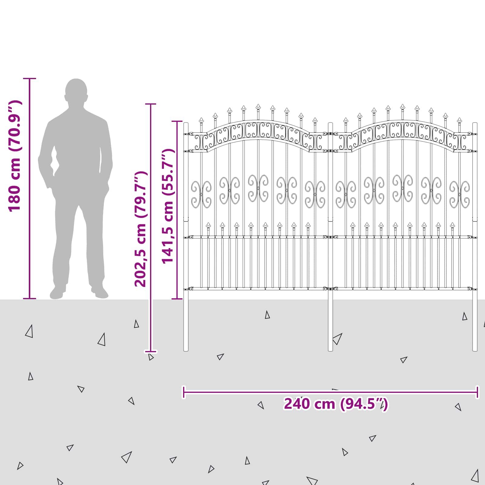 Gartenzaun KAMPEN 240 x 202,5 cm Mesh Pulverbeschichteter Stahl