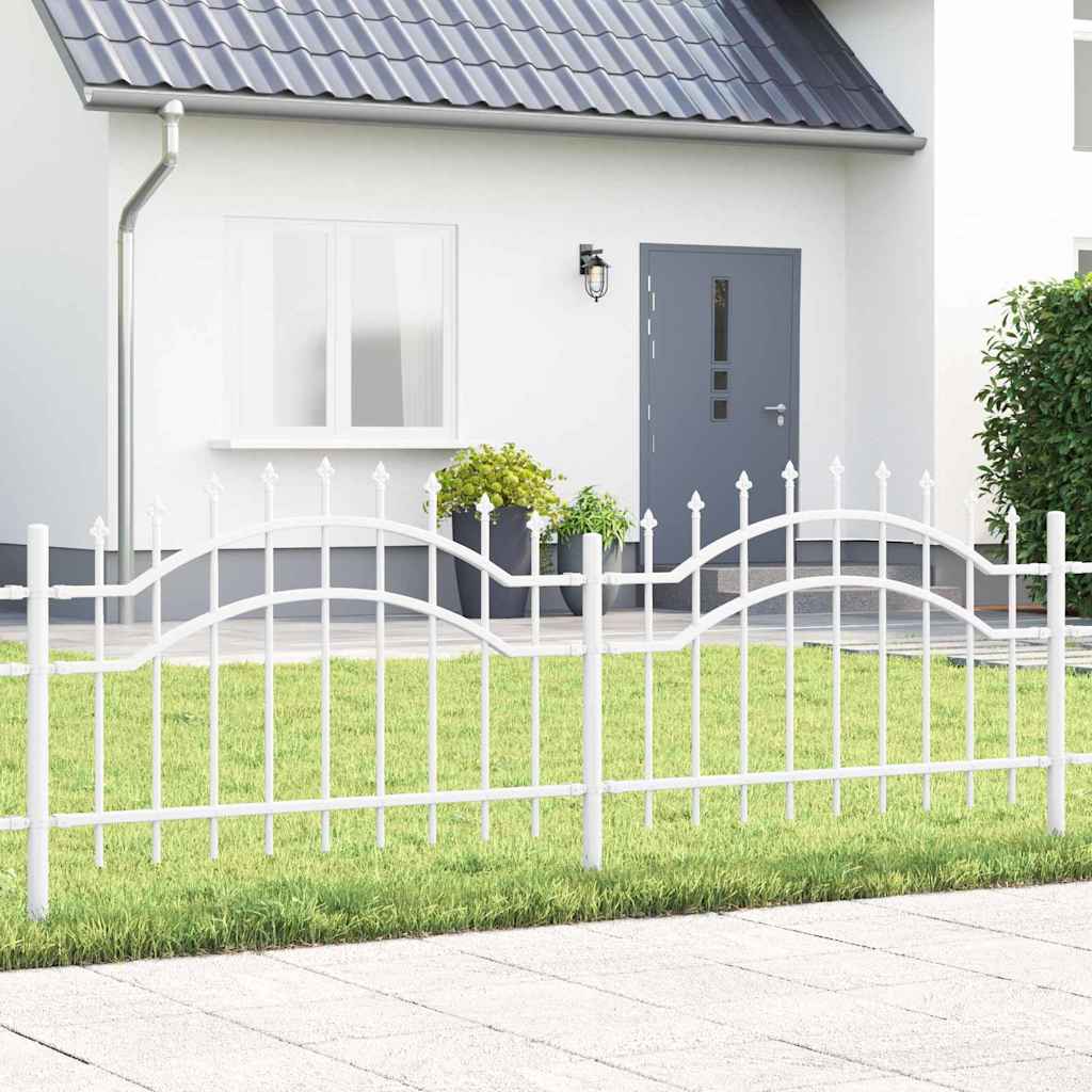 Gartenzaun WOERDEN 240 x 115 cm Pulverbeschichteter Stahl Weiß