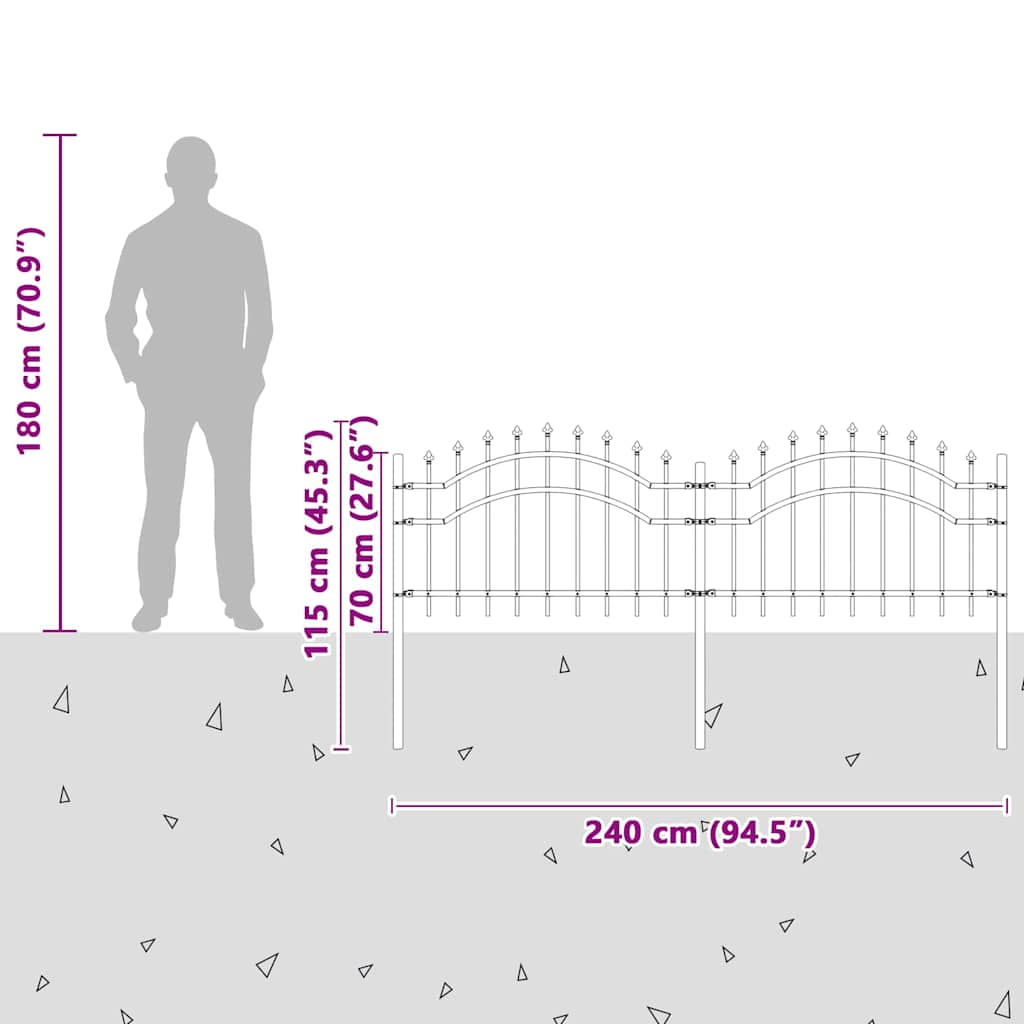 Gartenzaun WOERDEN 240 x 115 cm Pulverbeschichteter Stahl Weiß