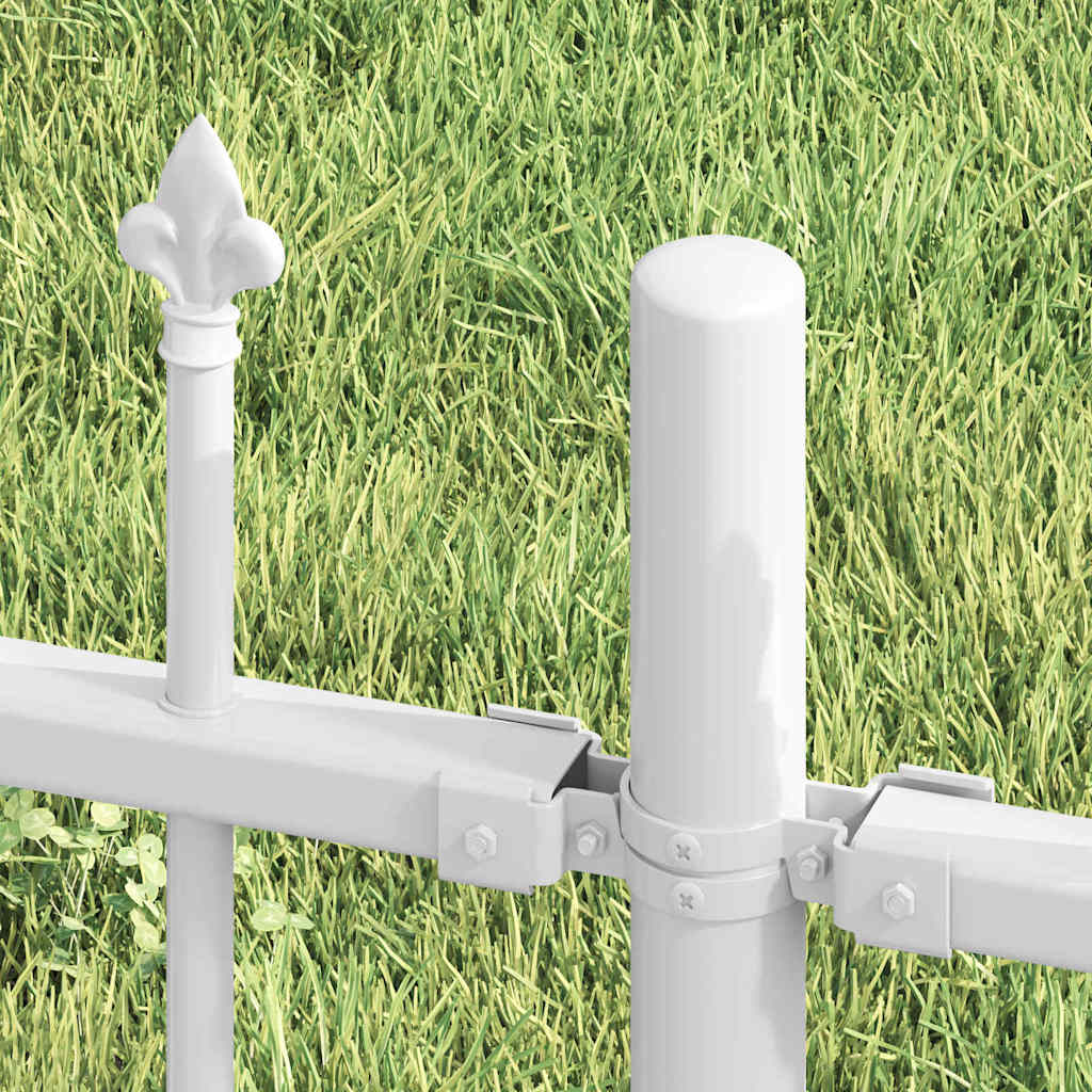 Gartenzaun WOERDEN 240 x 140 cm Pulverbeschichteter Stahl Weiß