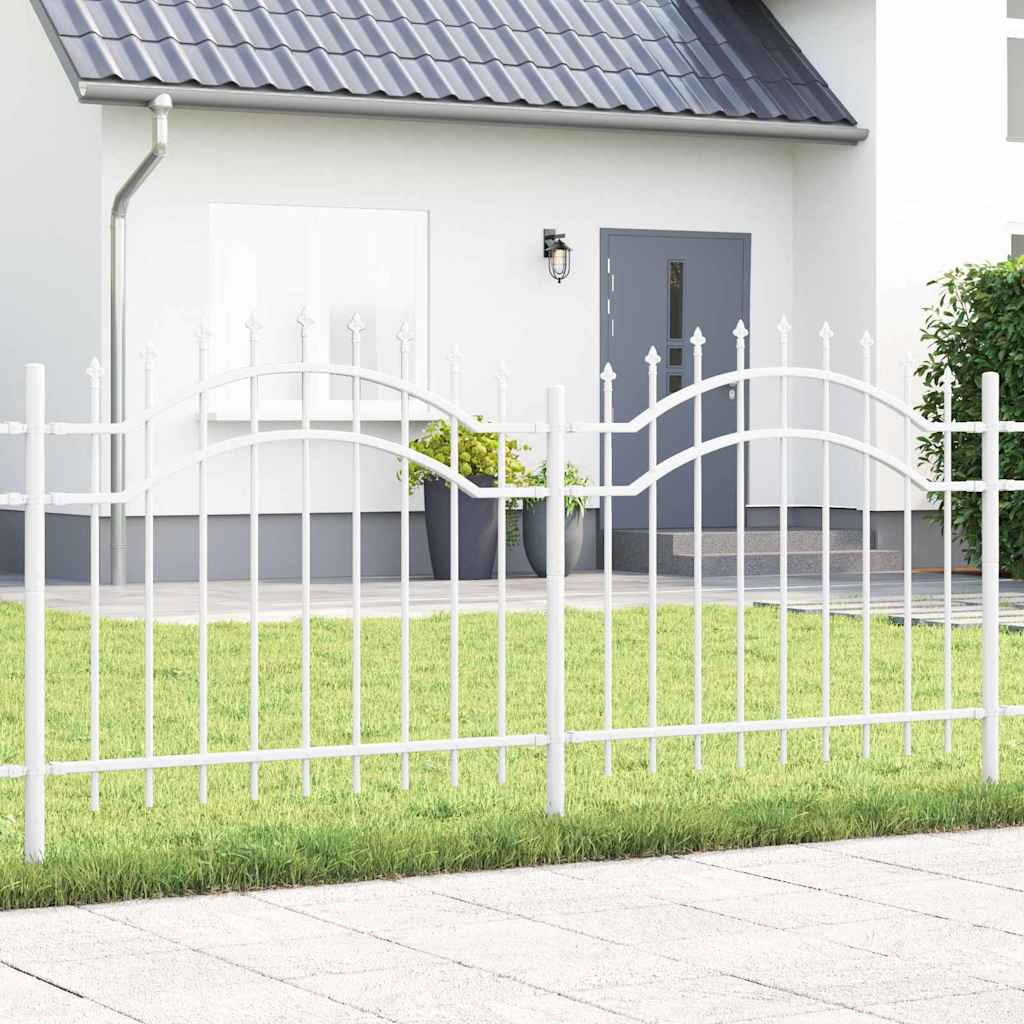 Gartenzaun WOERDEN 240 x 140 cm Pulverbeschichteter Stahl Weiß