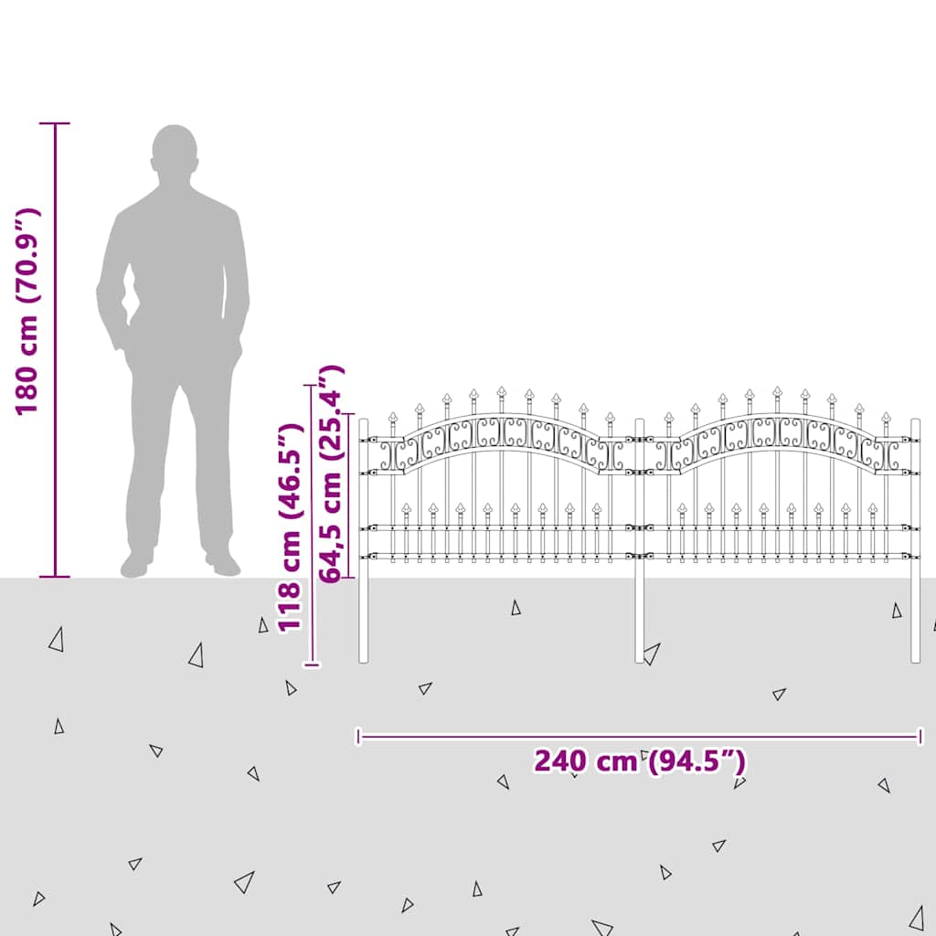 Gartenzaun KAMPEN 240 x 118 cm Mesh Pulverbeschichteter Stahl