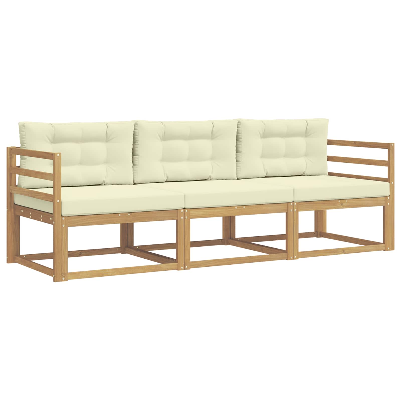 Outdoor-Sofagarnitur 3 stk. Weiß und Creme Polyester