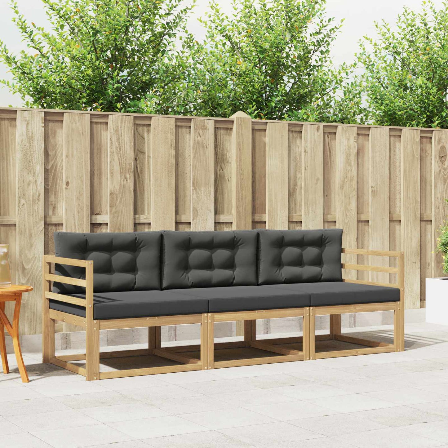 Outdoor-Sofagarnitur 3 stk. Weiß und Anthrazit Polyester