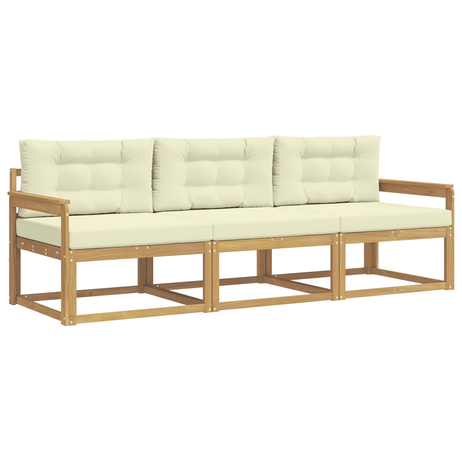 Outdoor-Sofagarnitur 3 stk. Weiß und Creme Polyester