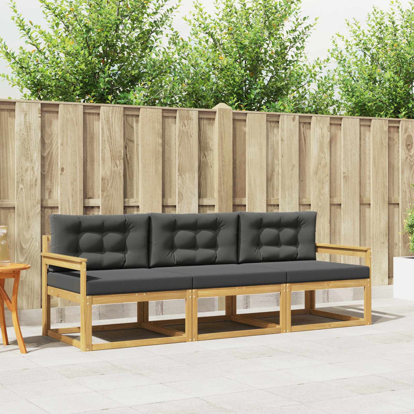 Outdoor-Sofagarnitur 3 stk. Weiß und Anthrazit Polyester