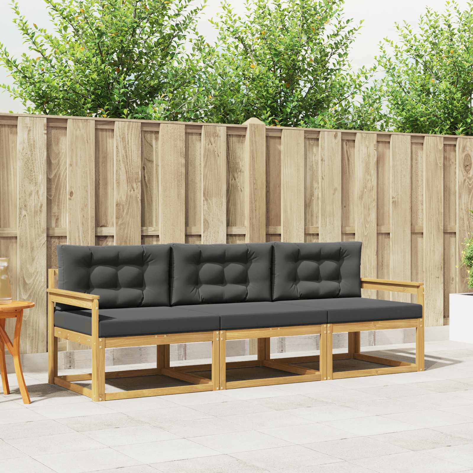 Outdoor-Sofagarnitur 3 stk. Weiß und Anthrazit Polyester