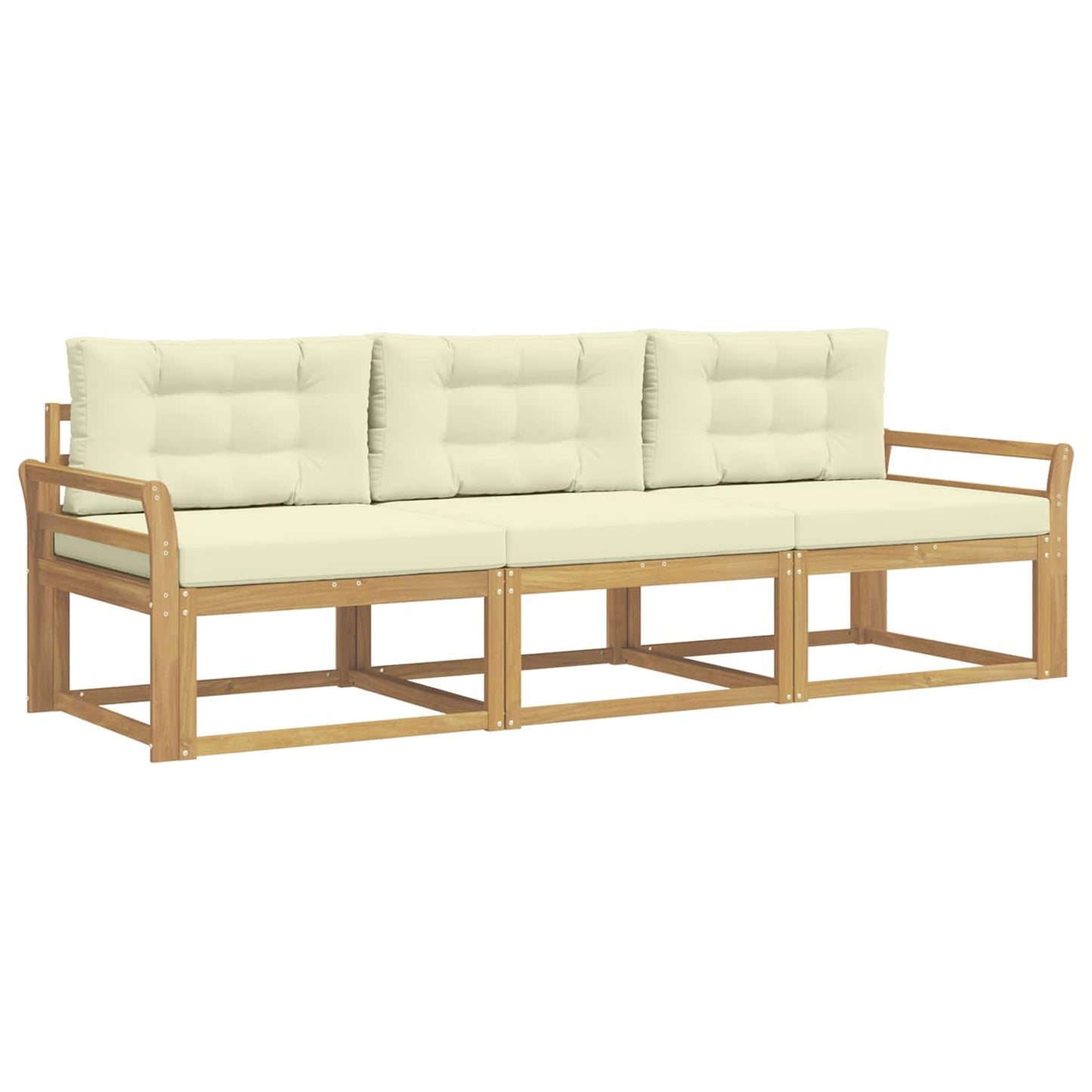 Outdoor-Sofagarnitur 3 stk. Weiß und Creme Polyester