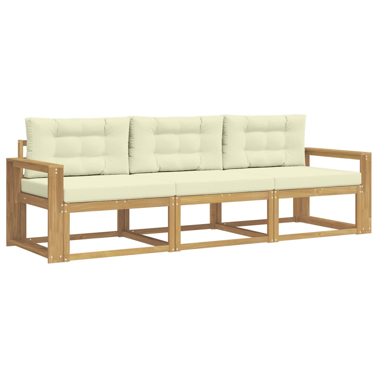 Outdoor-Sofagarnitur mit Kissen 3 pcs Weiß und Creme Polyester