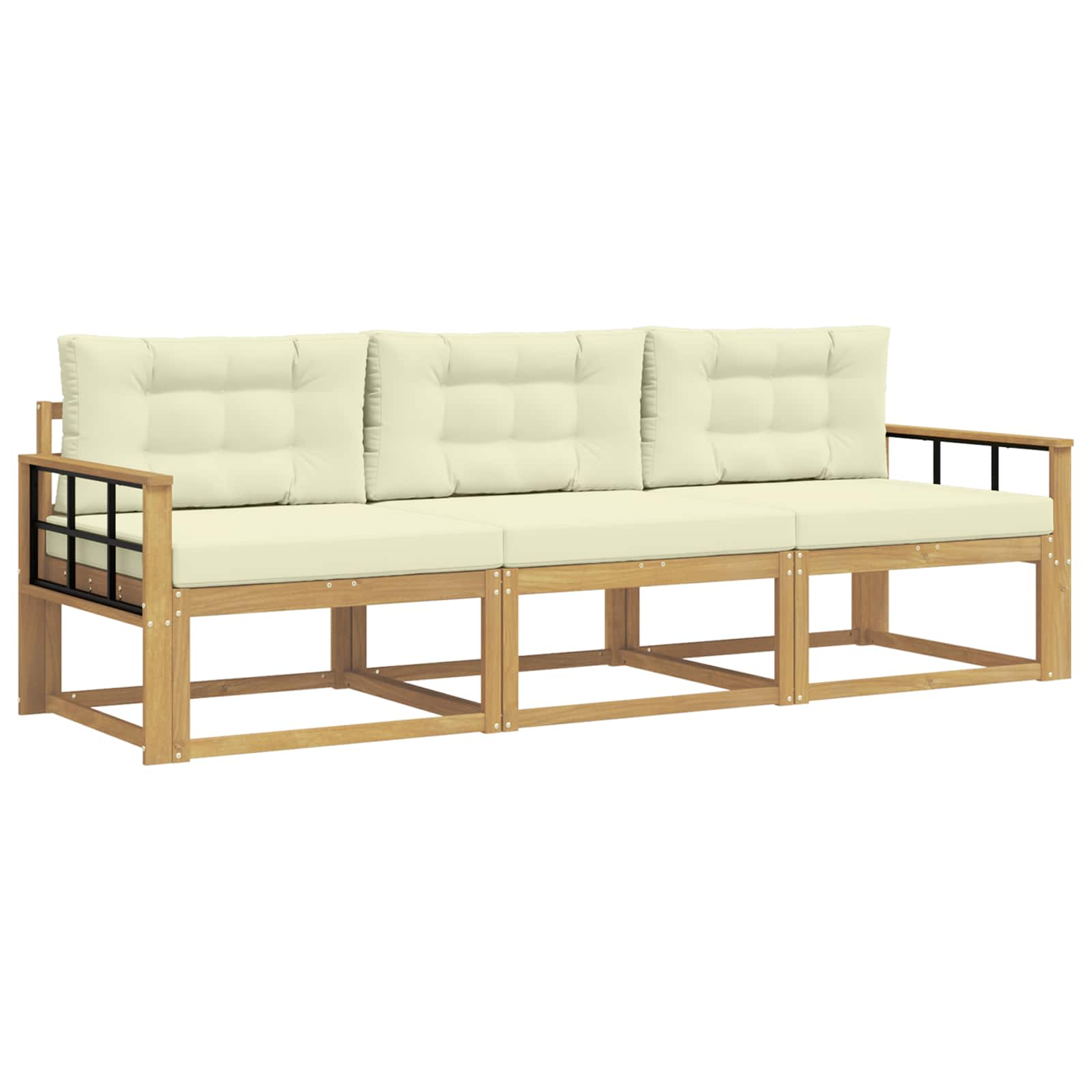 Outdoor-Sofagarnitur 3 stk. Weiß und Creme Polyester
