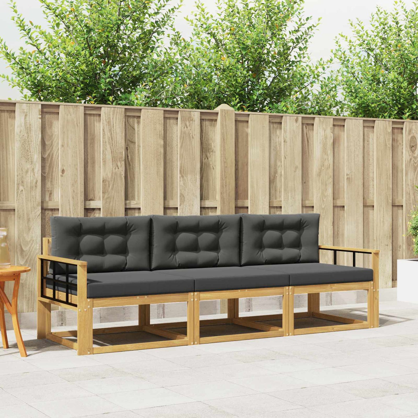 Outdoor-Sofagarnitur 3 stk. Weiß und Anthrazit Polyester