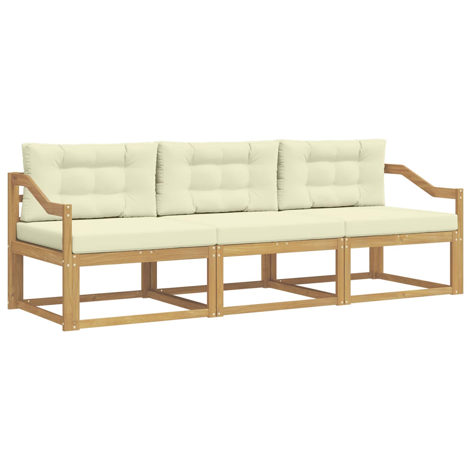 Outdoor-Sofagarnitur 3 stk. Weiß und Creme Polyester