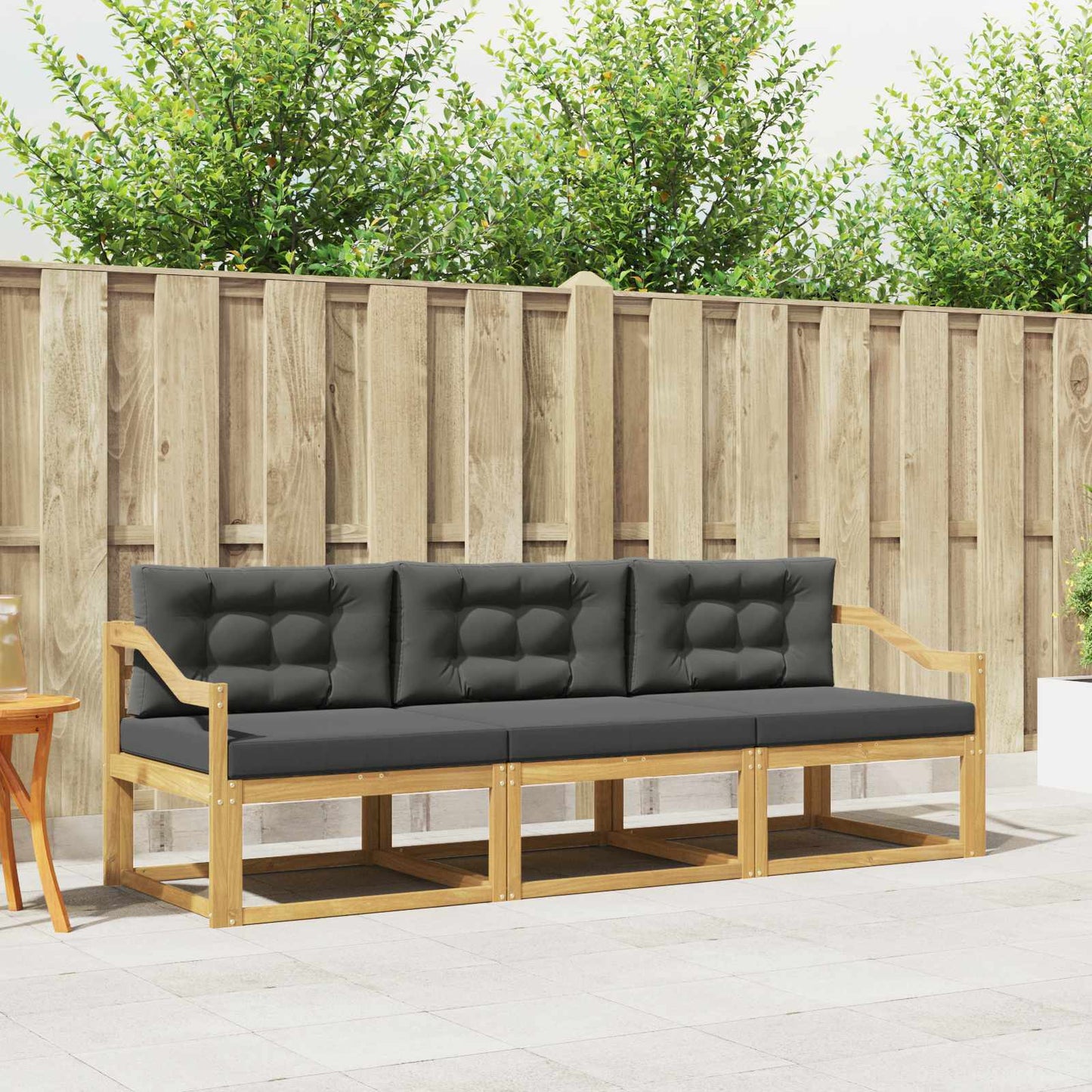 Outdoor-Sofagarnitur 3 stk. Weiß und Anthrazit Polyester
