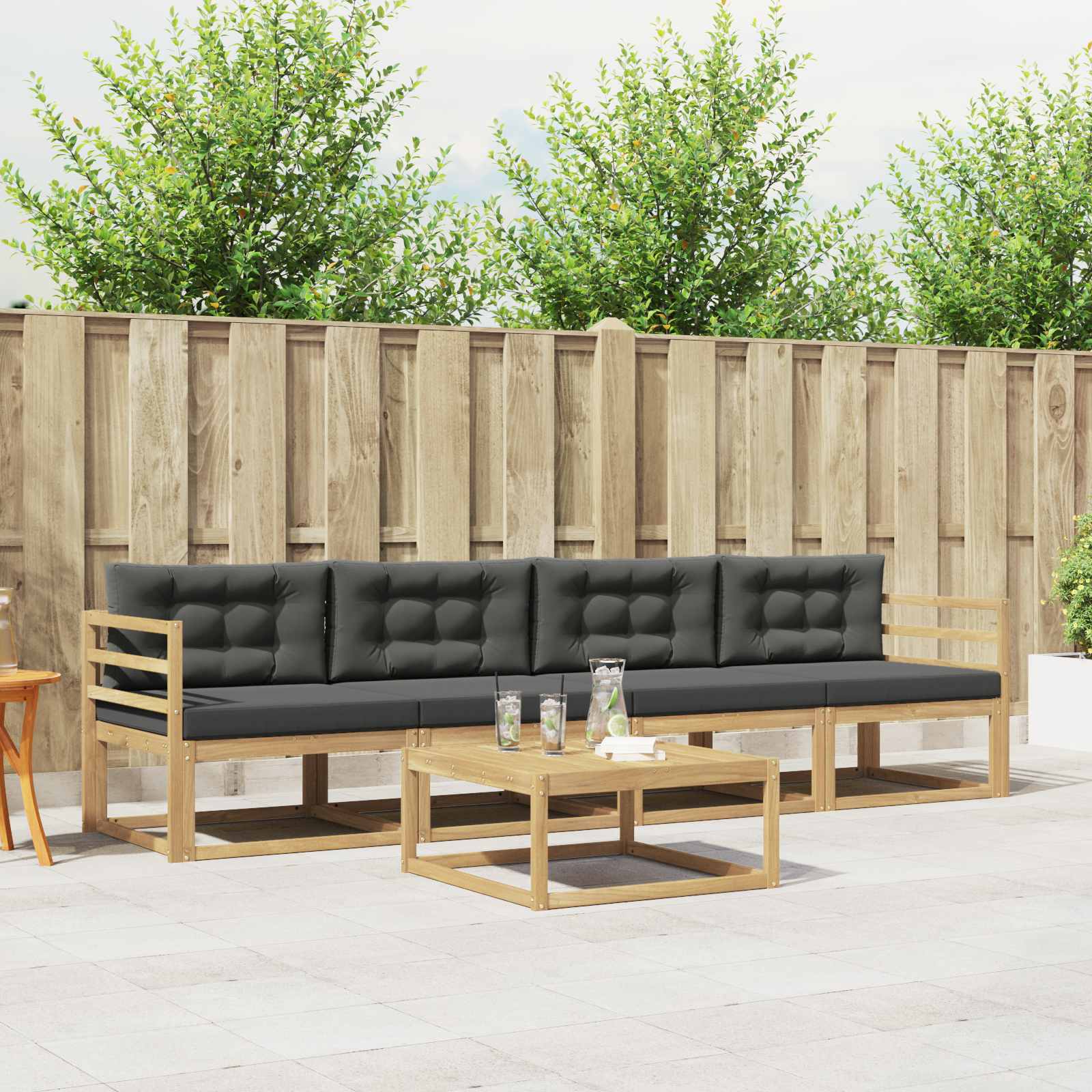 Outdoor-Sofagarnitur 4 stk. Weiß und Anthrazit