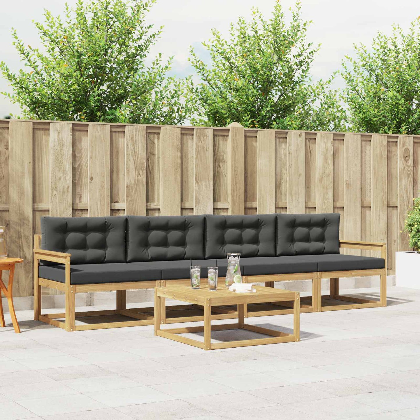 Outdoor-Sofagarnitur 4 stk. Weiß und Anthrazit