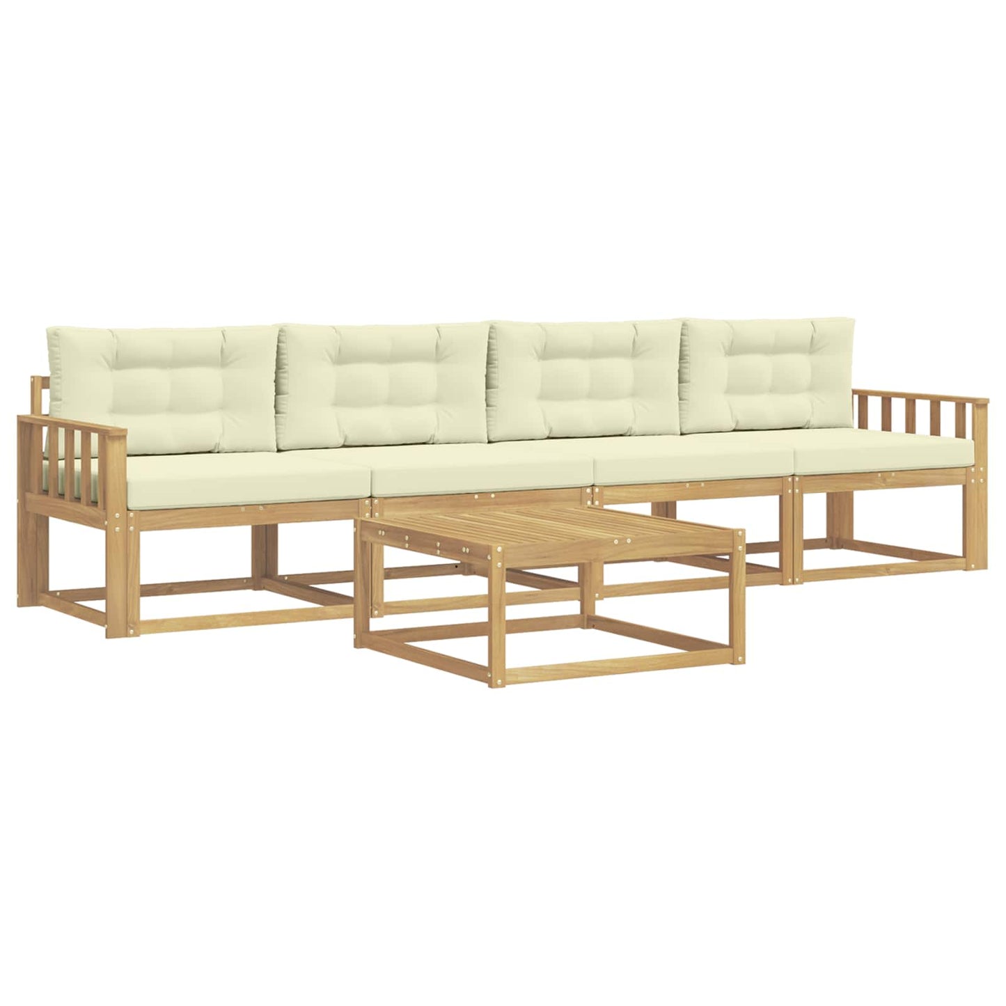 Outdoor-Sofagarnitur mit Kissen 4 pcs Weiß und Creme