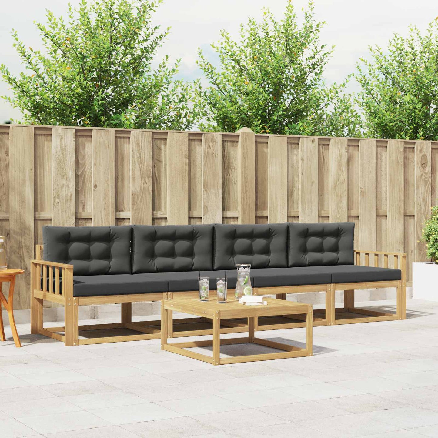 Outdoor-Sofagarnitur 4 stk. Weiß und Anthrazit