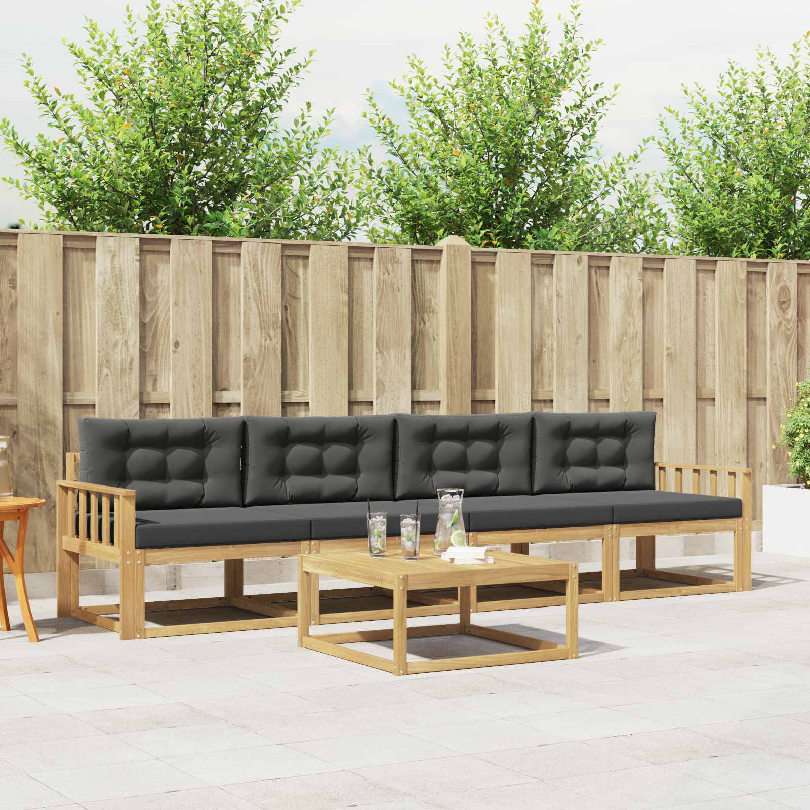 Outdoor-Sofagarnitur 4 stk. Weiß und Anthrazit