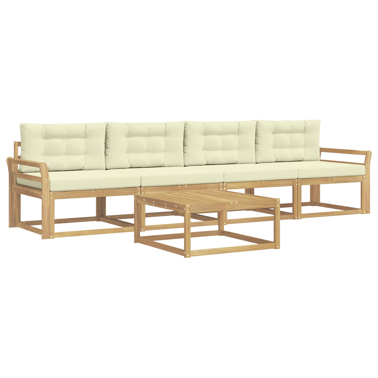 Outdoor-Sofagarnitur mit Kissen 4 pcs Weiß und Creme