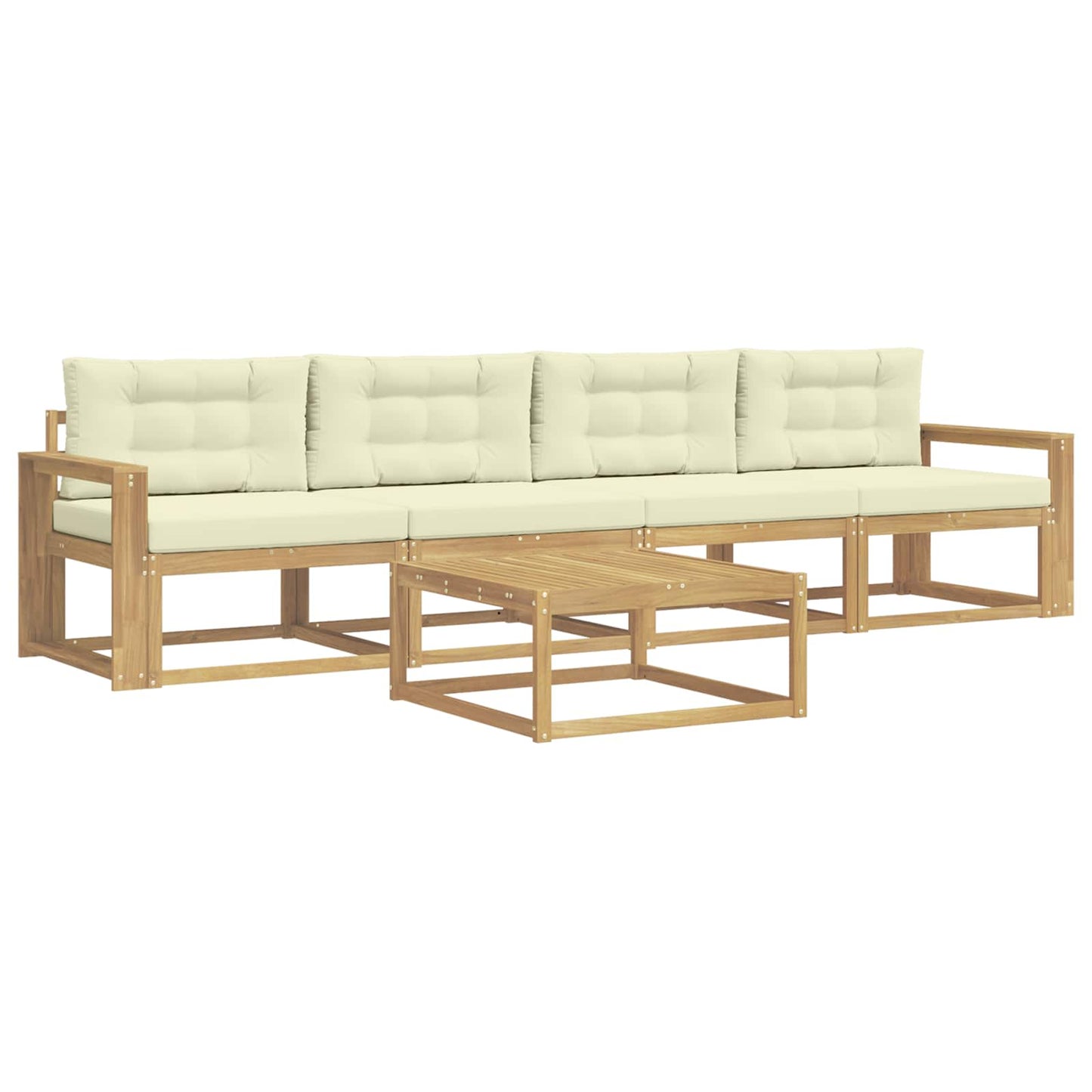 Outdoor-Sofagarnitur mit Kissen 4 pcs Weiß und Creme