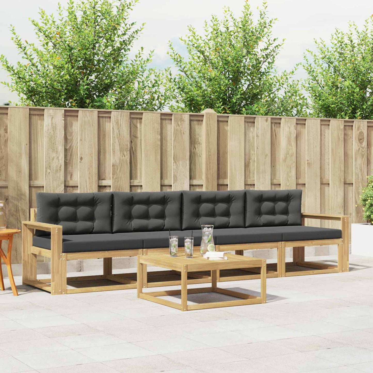 Outdoor-Sofagarnitur mit Kissen 4 pcs Weiß und Anthrazit