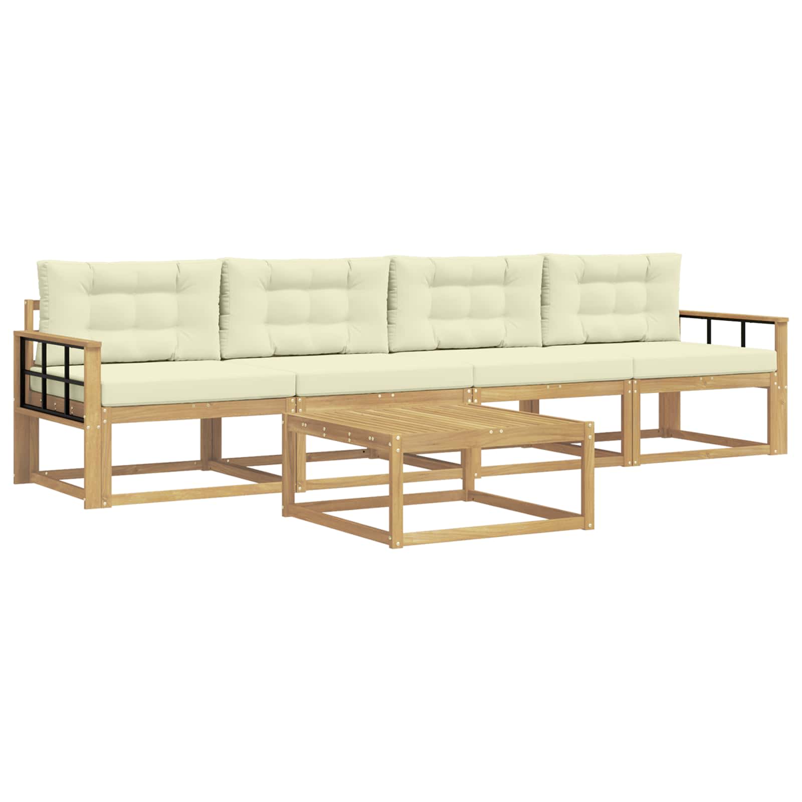 Outdoor-Sofagarnitur mit Kissen 4 pcs Weiß und Creme