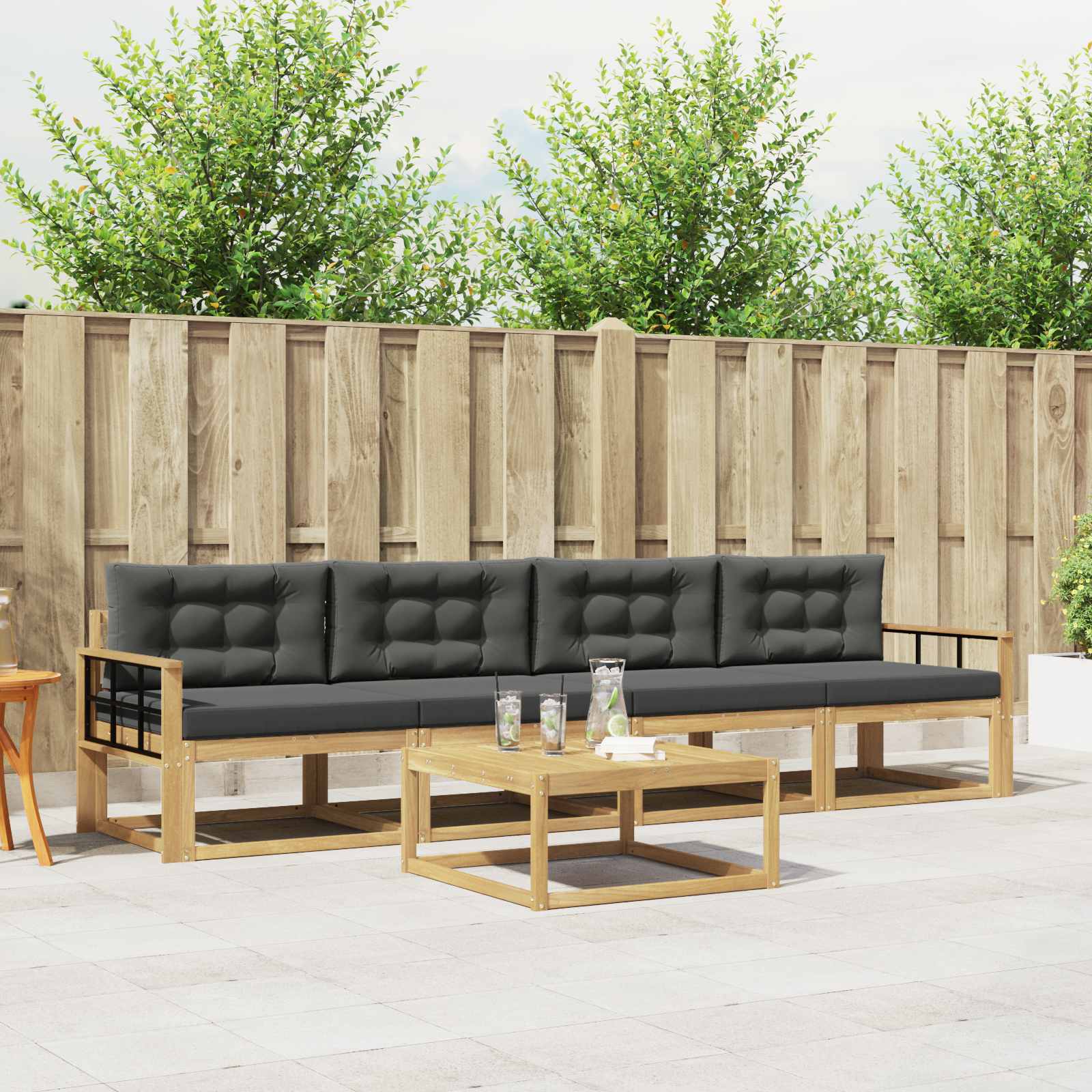 Outdoor-Sofagarnitur mit Kissen 4 pcs Weiß und Anthrazit