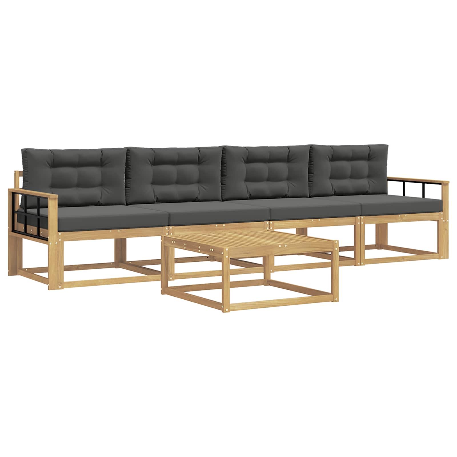 Outdoor-Sofagarnitur mit Kissen 4 pcs Weiß und Anthrazit