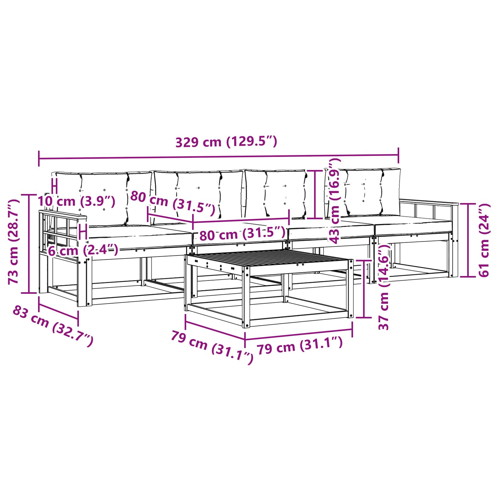 Outdoor-Sofagarnitur mit Kissen 4 pcs Weiß und Anthrazit