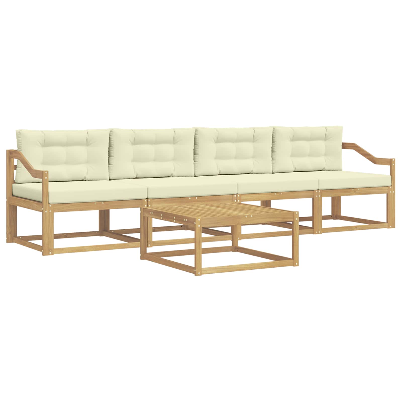 Outdoor-Sofagarnitur mit Kissen 4 pcs Weiß und Creme