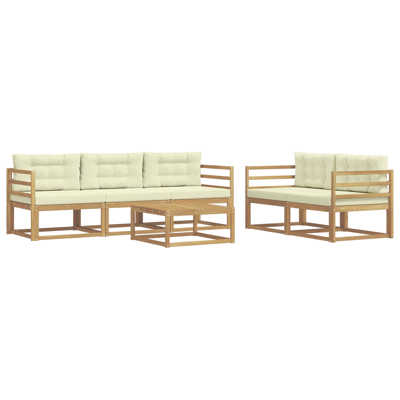 Outdoor-Sofagarnitur mit Kissen 6 pcs Weiß und Creme