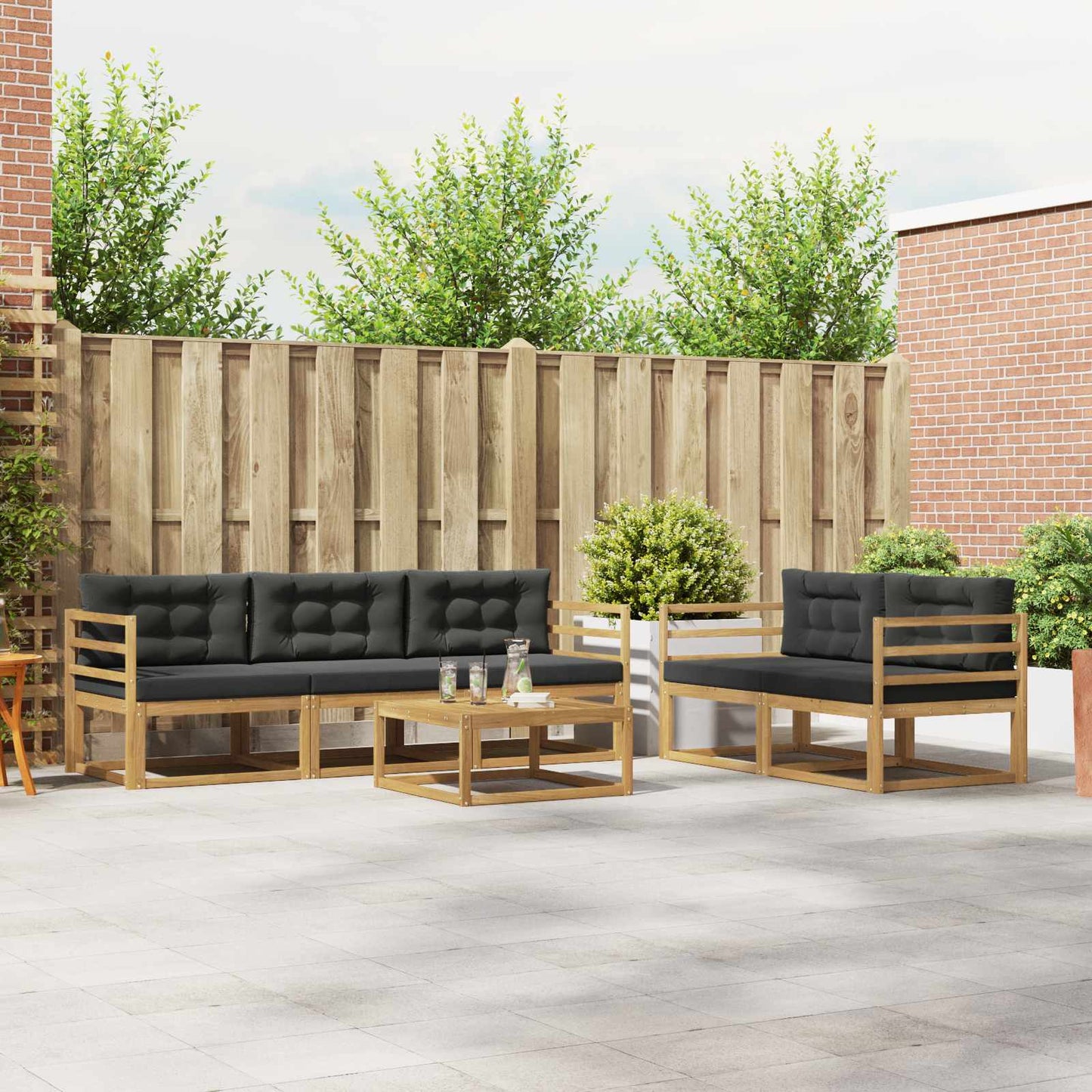 Outdoor-Sofagarnitur 6 stk. Weiß und Anthrazit