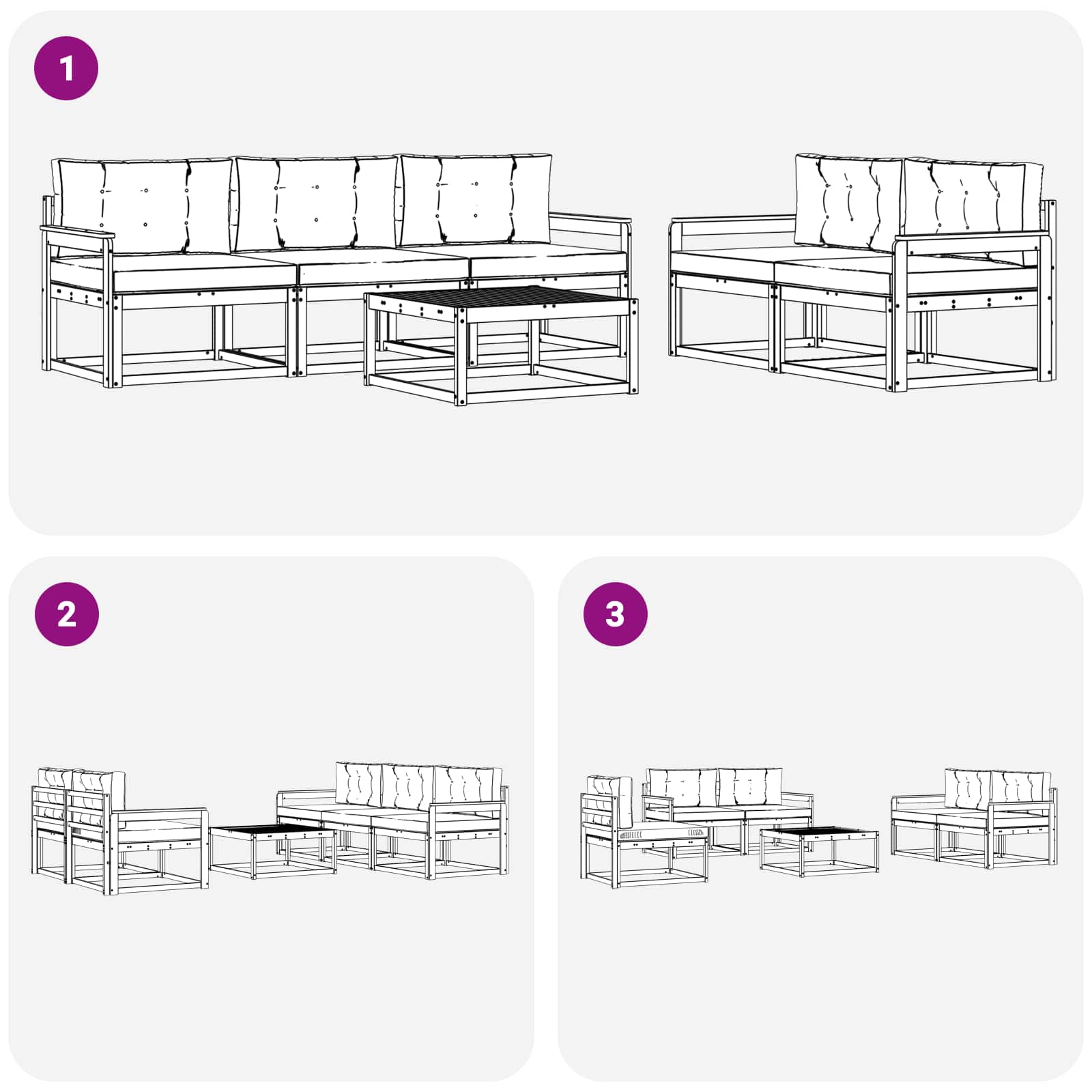 Outdoor-Sofagarnitur 6 stk. Weiß und Creme