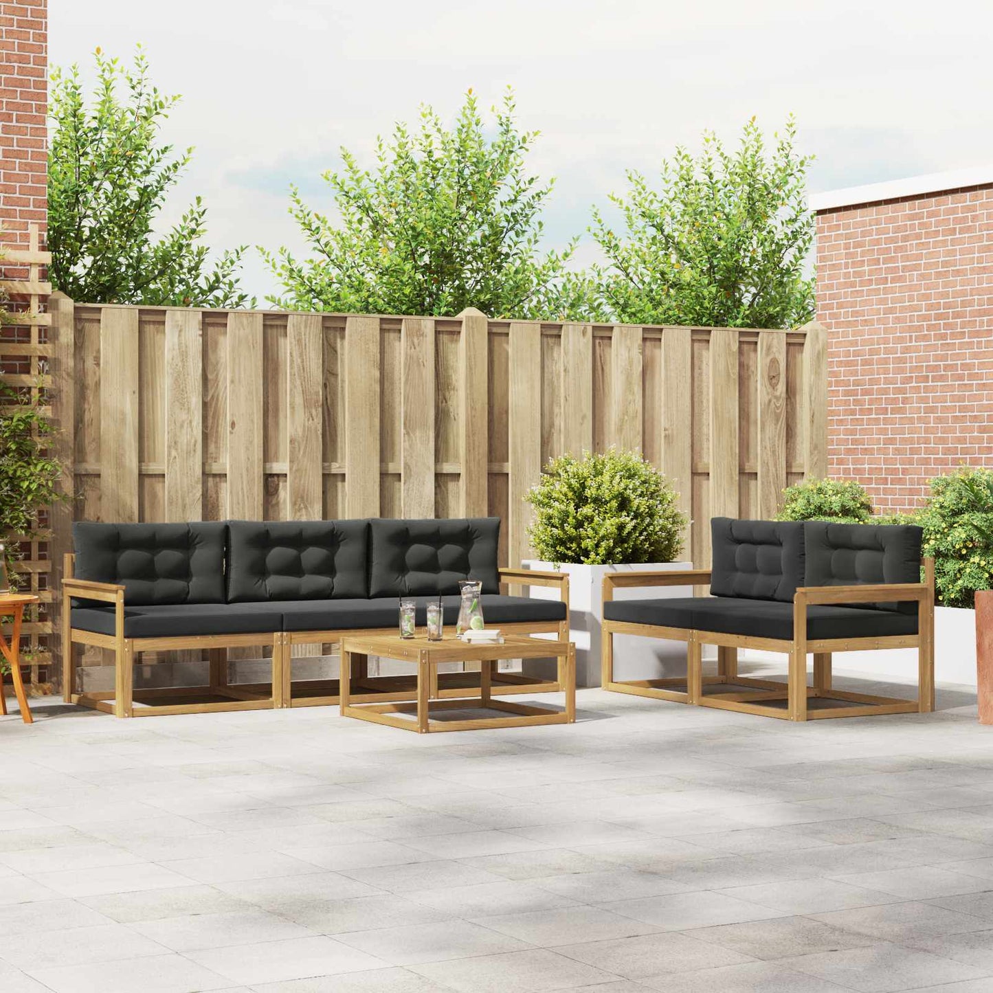 Outdoor-Sofagarnitur mit Kissen 6 pcs Weiß und Anthrazit