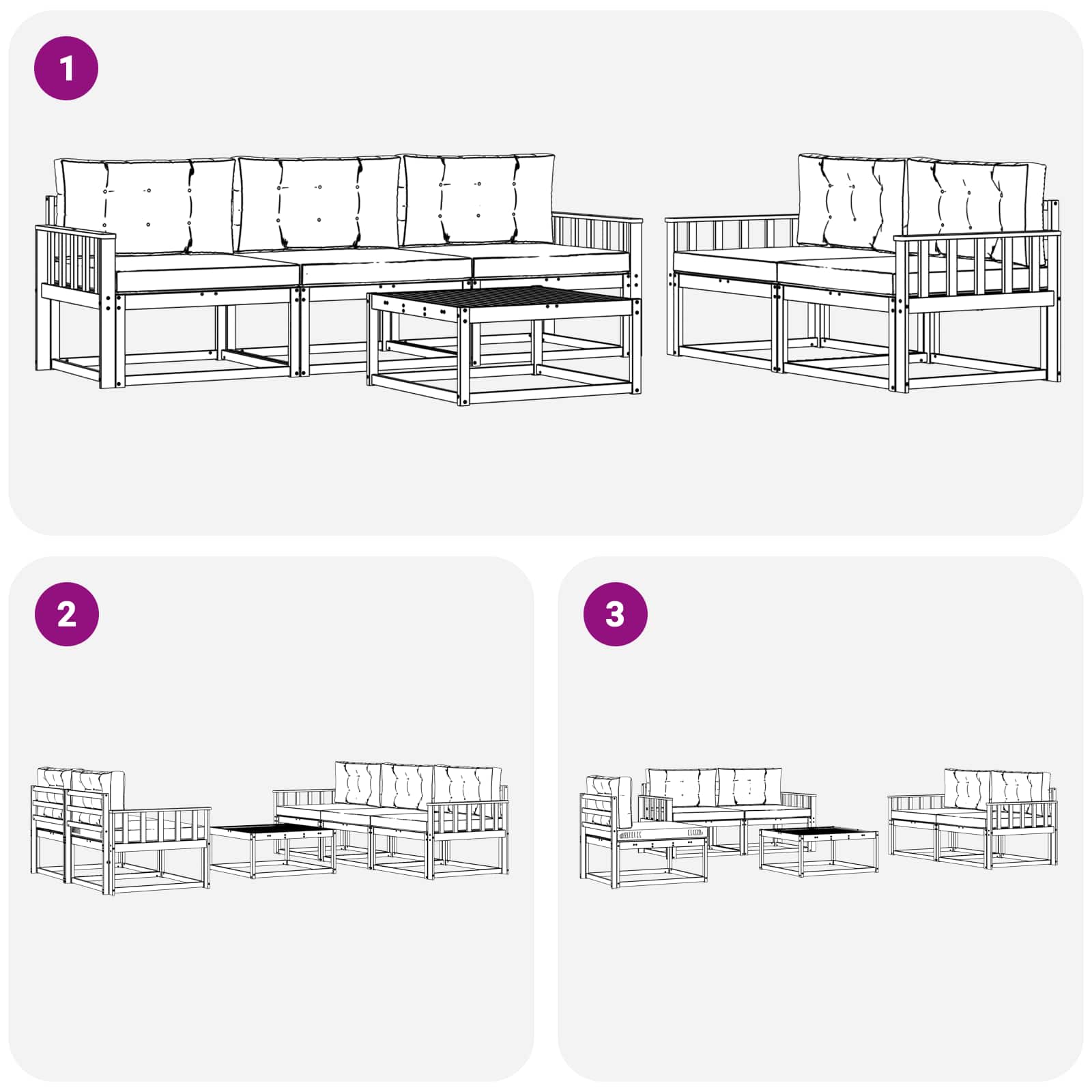 Outdoor-Sofagarnitur 6 stk. Weiß und Creme
