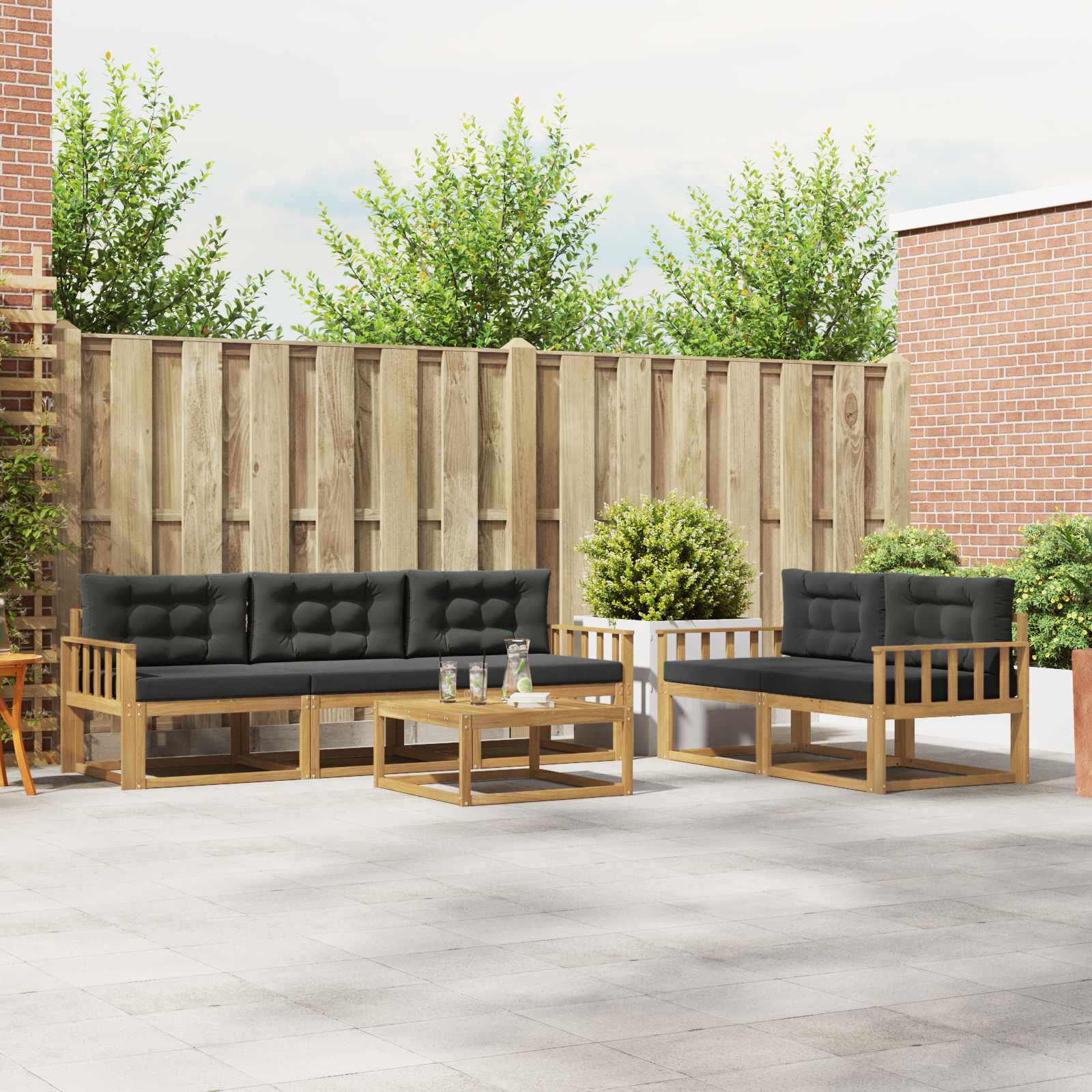 Outdoor-Sofagarnitur 6 stk. Weiß und Anthrazit