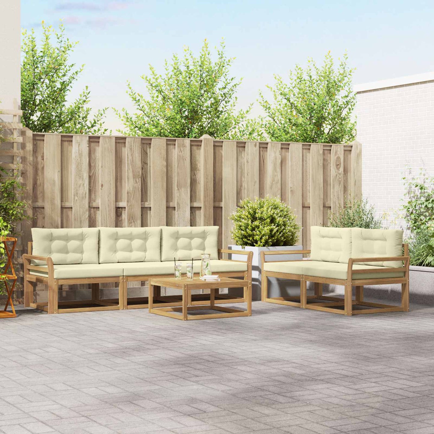 Outdoor-Sofagarnitur 6 stk. Weiß und Creme