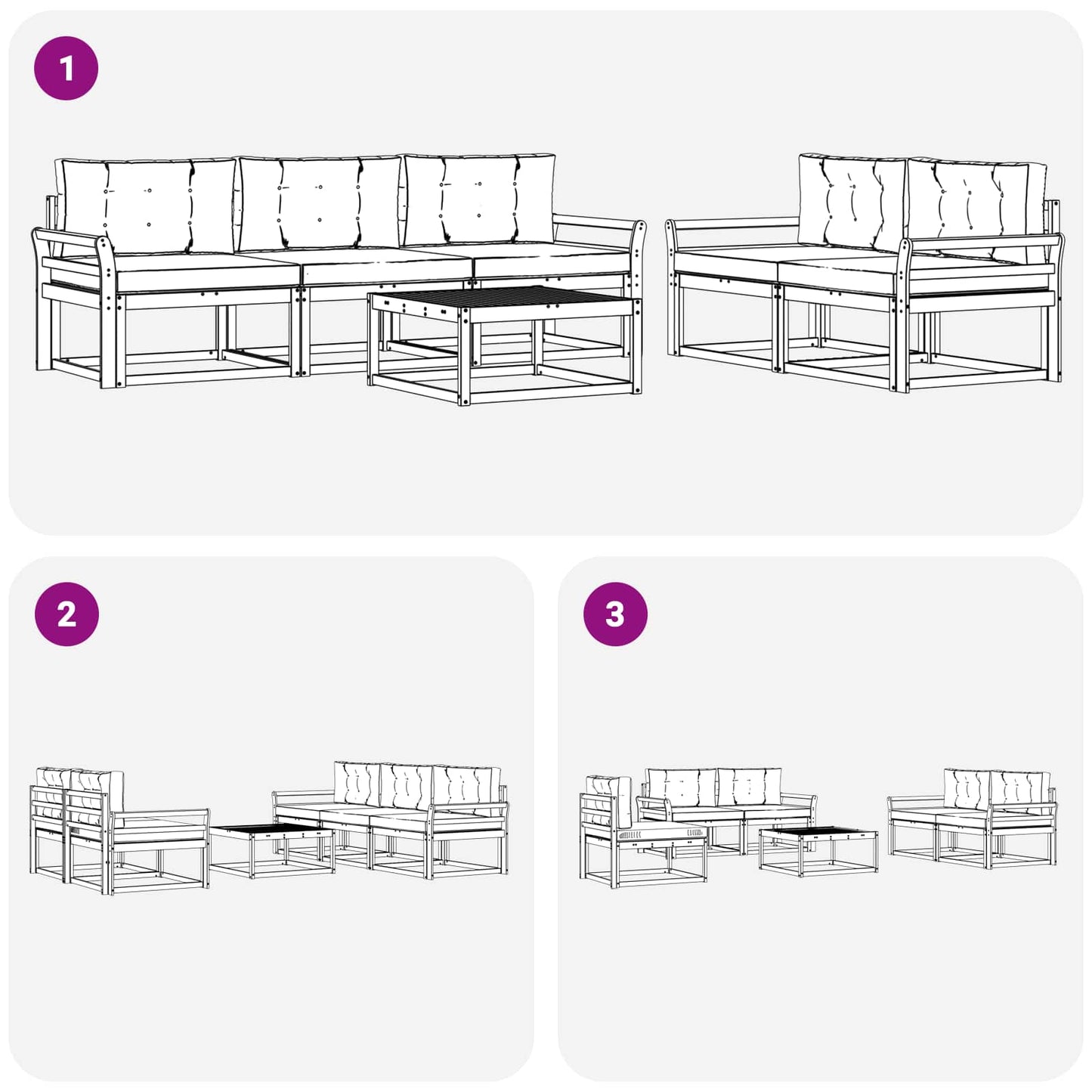Outdoor-Sofagarnitur 6 stk. Weiß und Creme