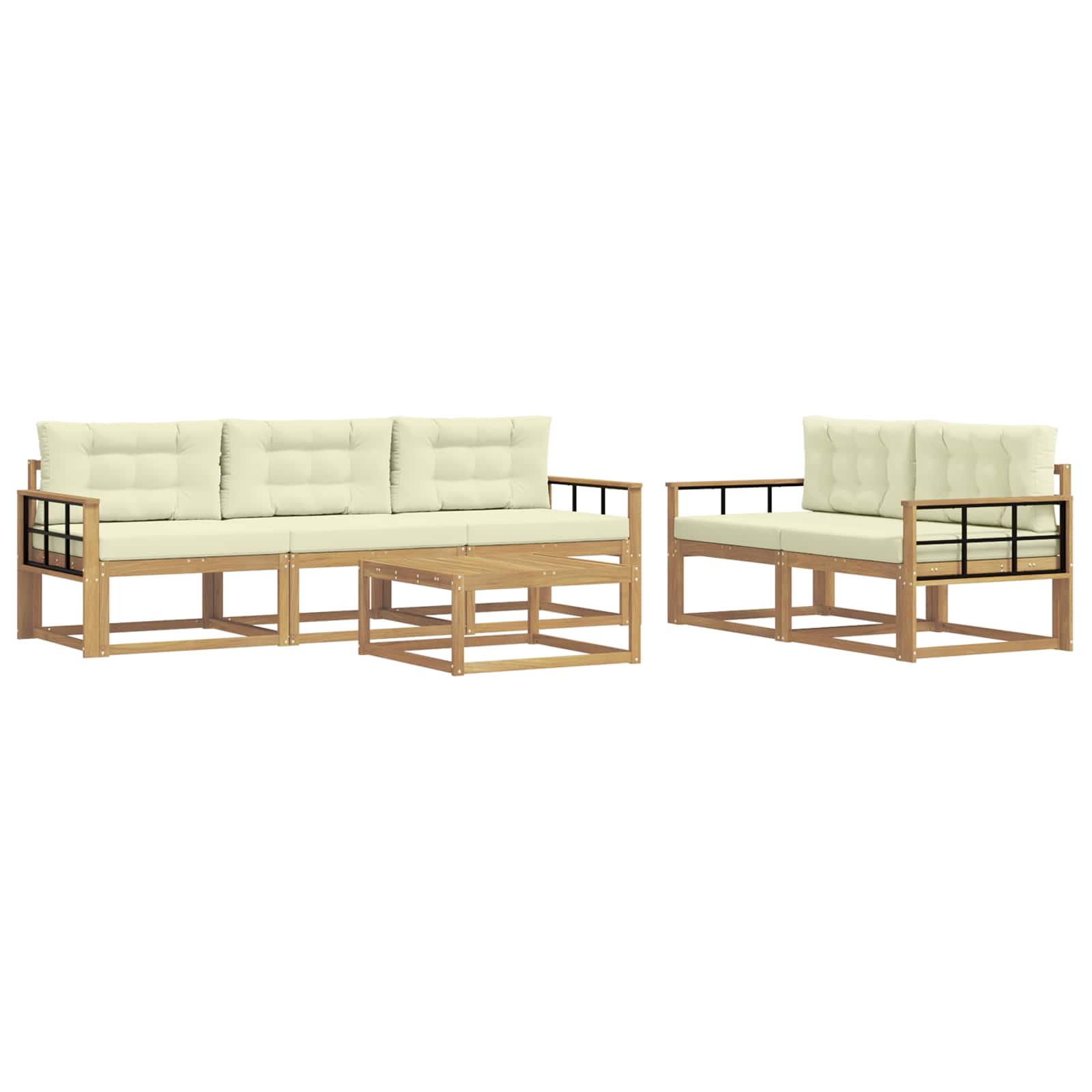 Outdoor-Sofagarnitur 6 stk. Weiß und Creme