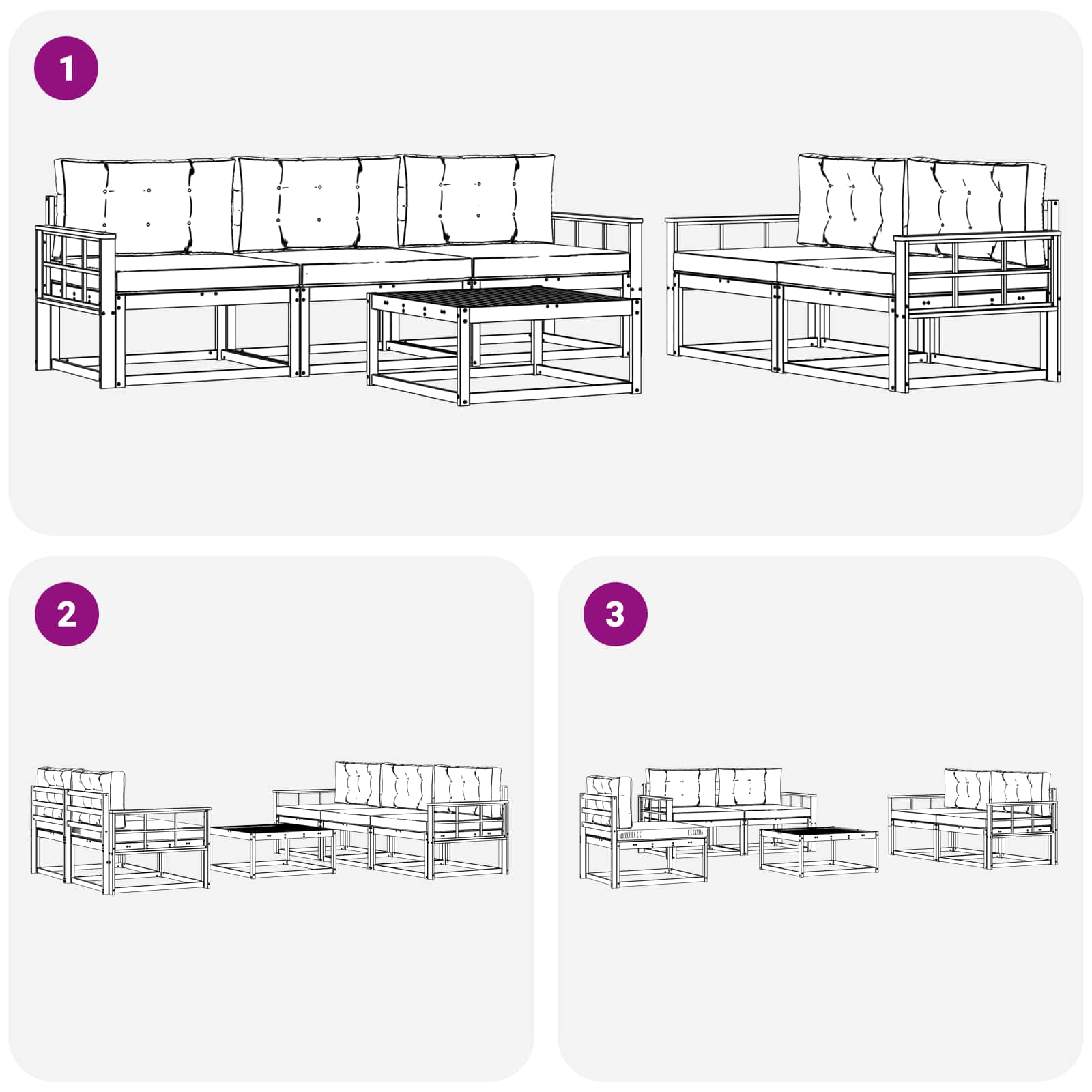 Outdoor-Sofagarnitur 6 stk. Weiß und Creme