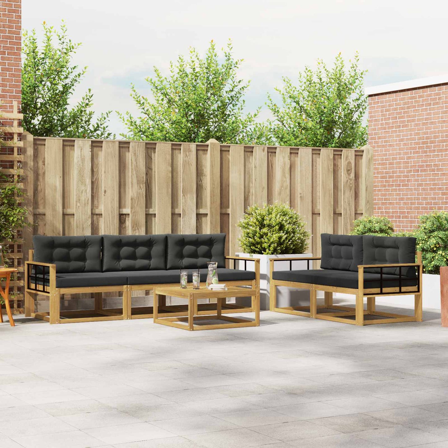Outdoor-Sofagarnitur mit Kissen 6 pcs Weiß und Anthrazit