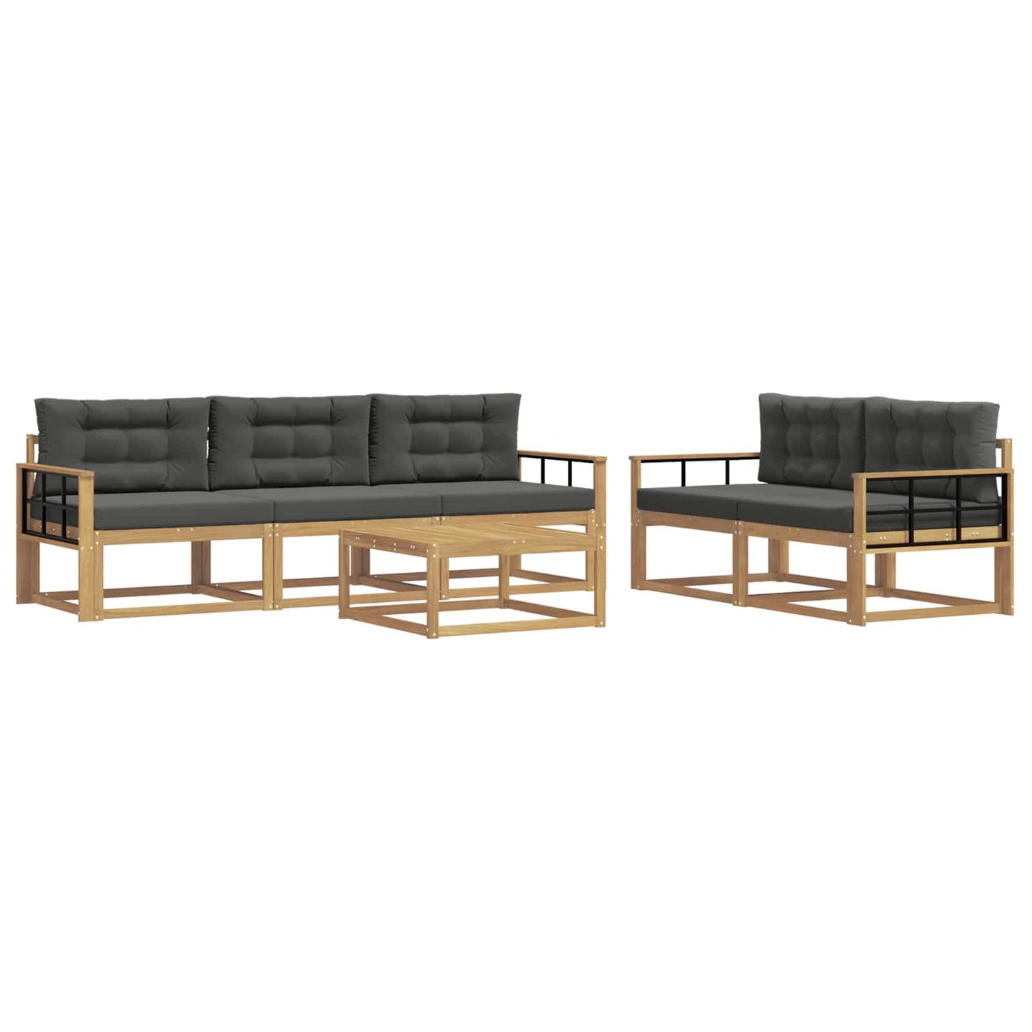 Outdoor-Sofagarnitur mit Kissen 6 pcs Weiß und Anthrazit