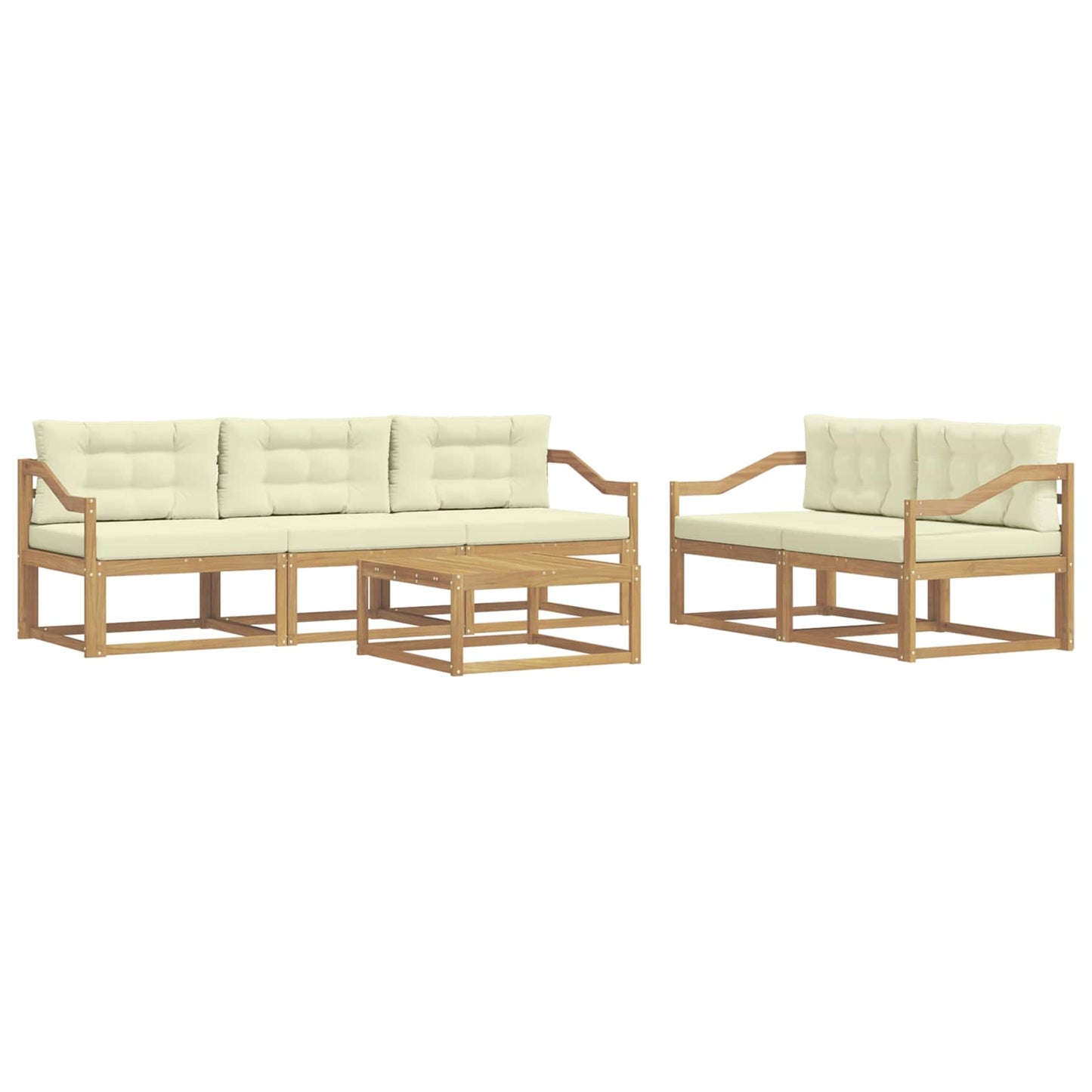 Outdoor-Sofagarnitur mit Kissen 6 pcs Weiß und Creme