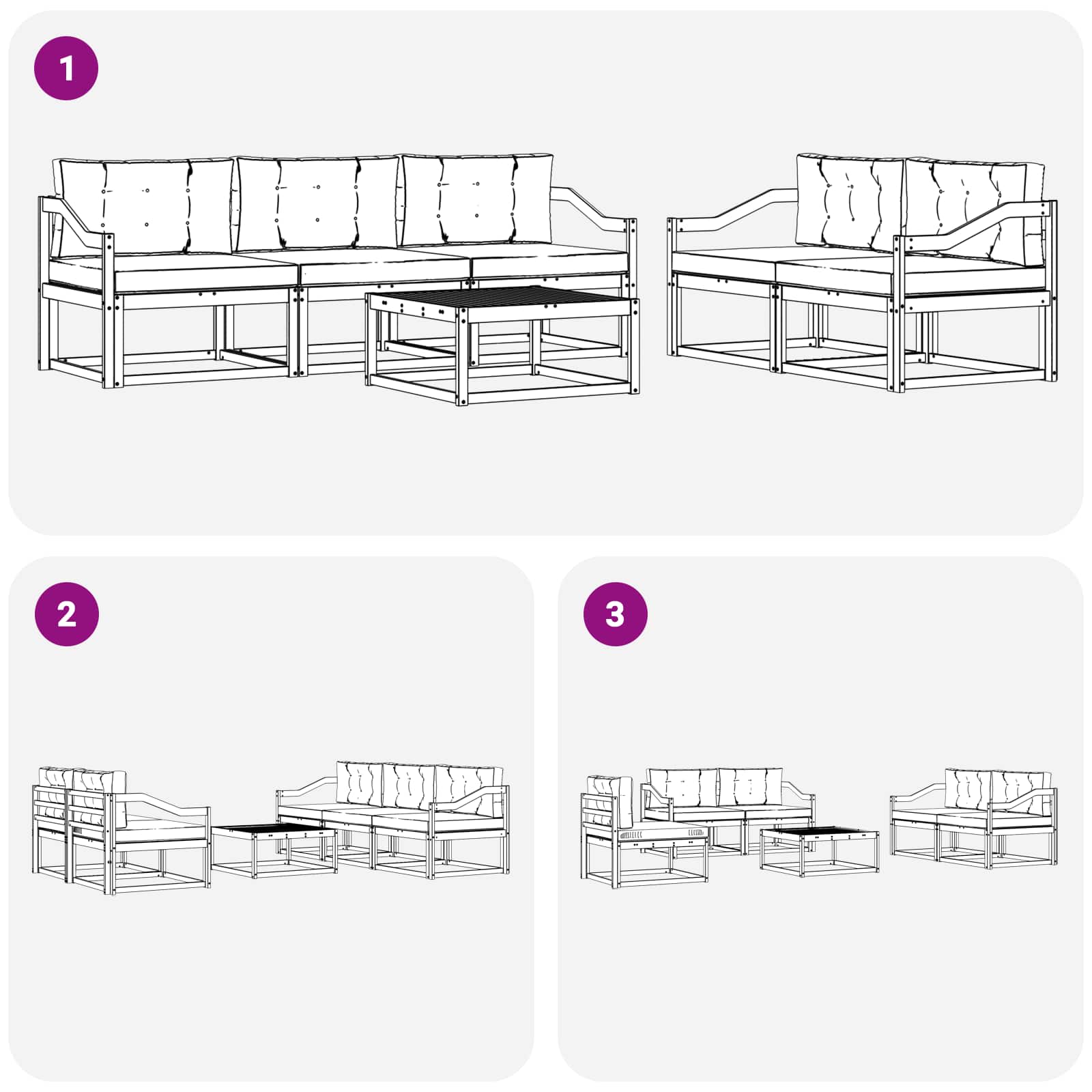Outdoor-Sofagarnitur mit Kissen 6 pcs Weiß und Creme