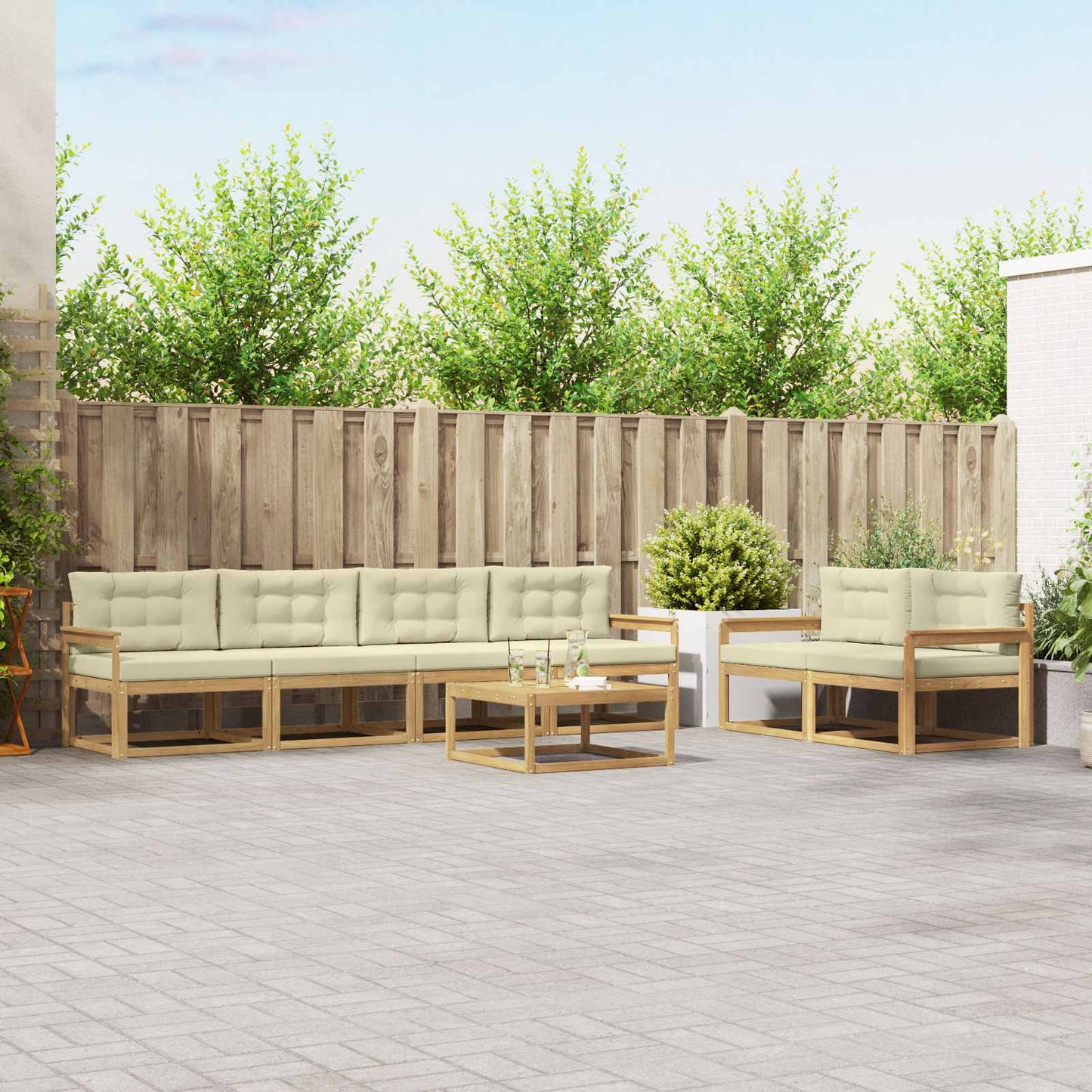 Outdoor-Sofagarnitur 6 stk. Weiß und Creme