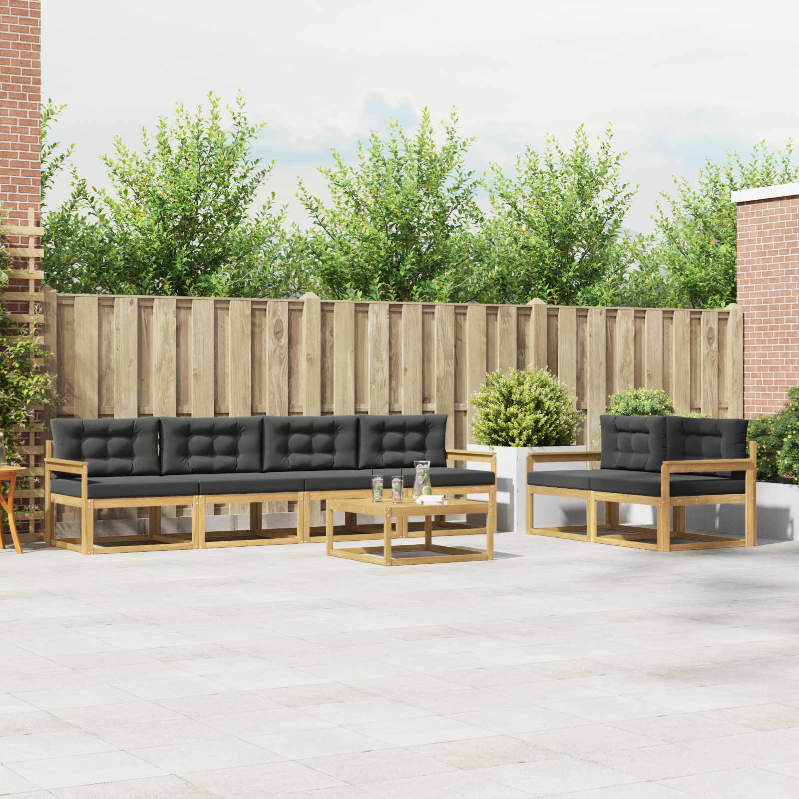 Outdoor-Sofagarnitur mit Kissen 6 pcs Weiß und Anthrazit
