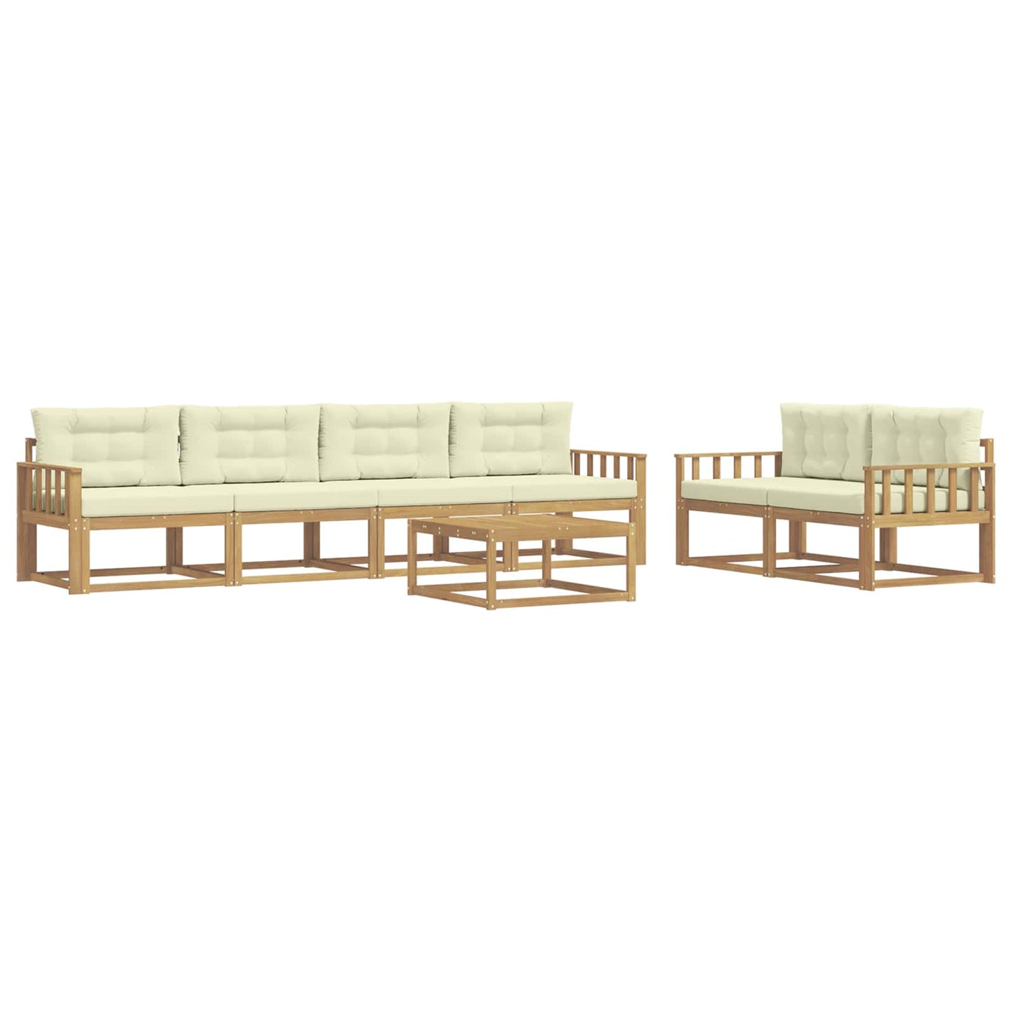 Outdoor-Sofagarnitur mit Kissen 6 pcs Weiß und Creme