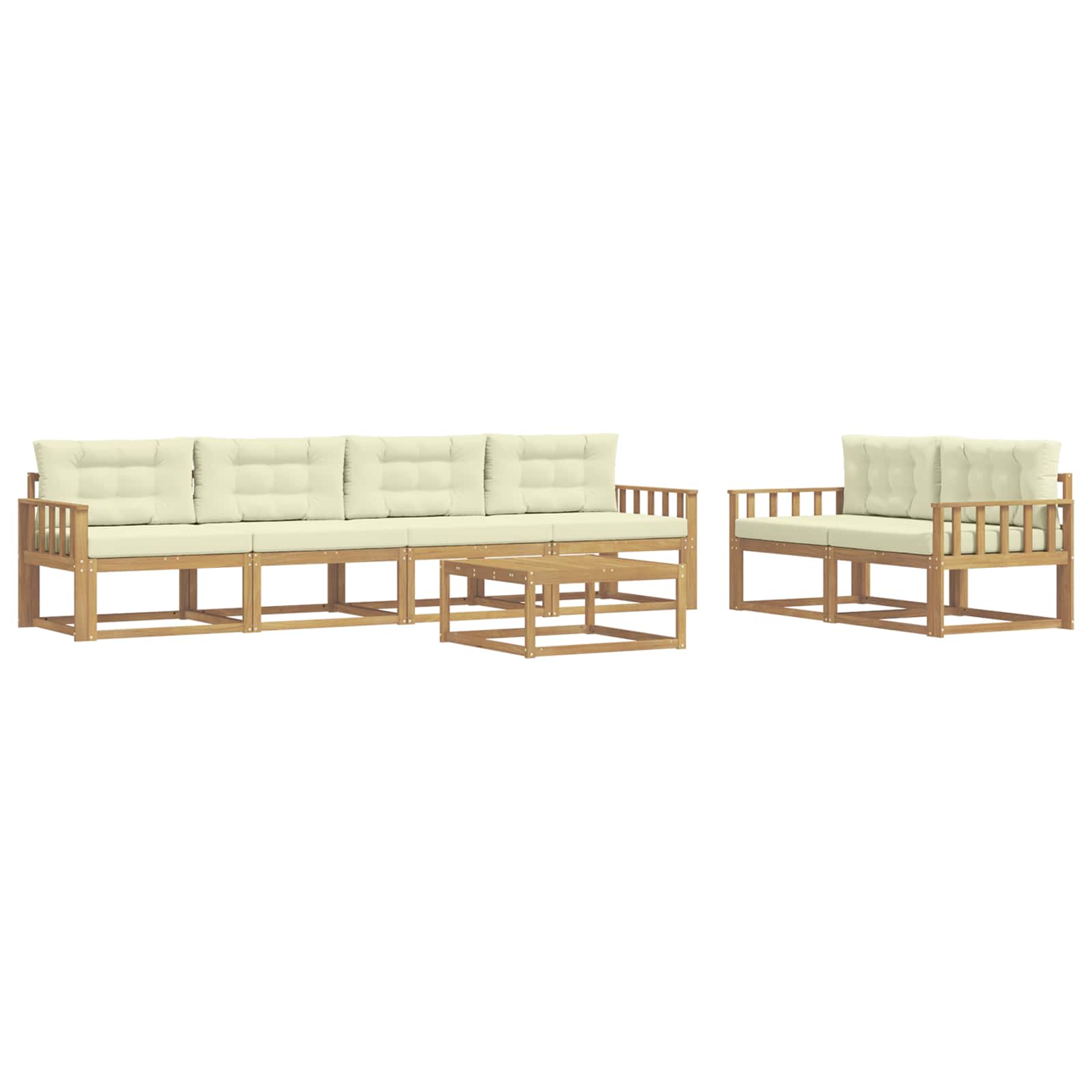 Outdoor-Sofagarnitur mit Kissen 6 pcs Weiß und Creme