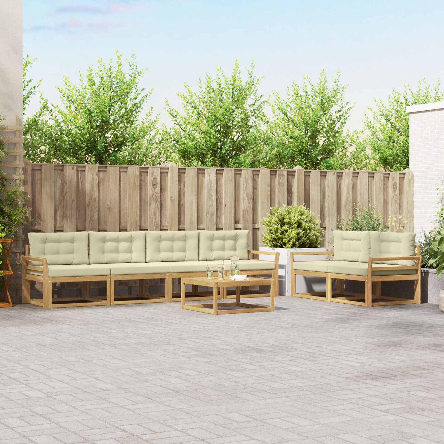 Outdoor-Sofagarnitur 6 stk. Weiß und Creme