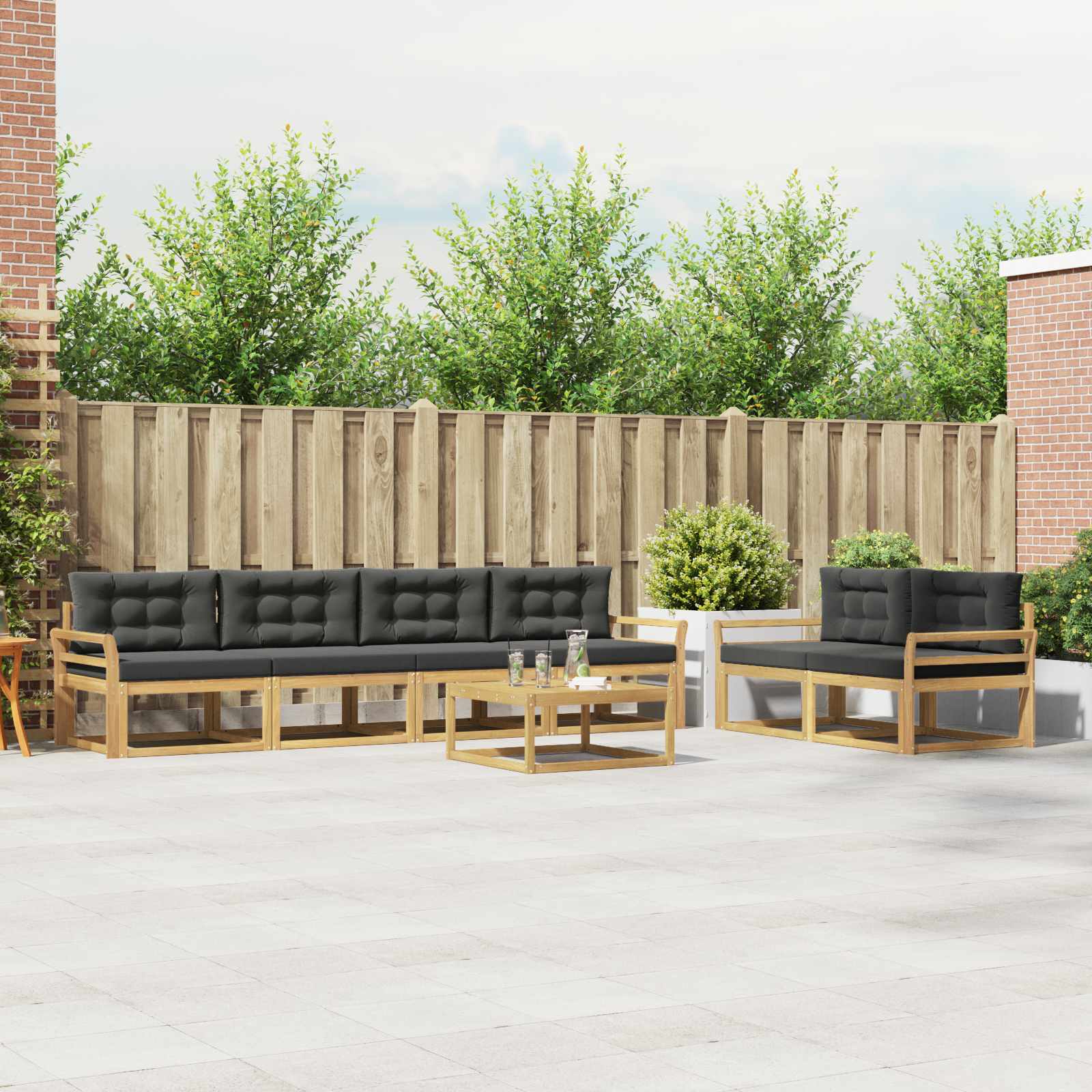 Outdoor-Sofagarnitur mit Kissen 6 pcs Weiß und Anthrazit